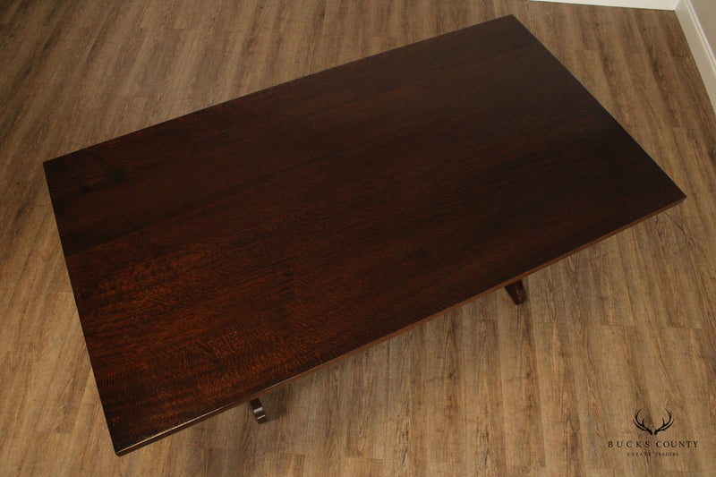 Stickley Mission Collection Oak Expandable Keyhole Trestle Table
