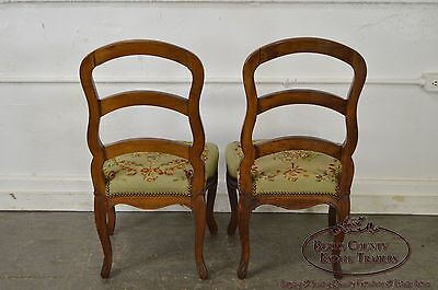 Antique Pair of 19th Century Walnut Louis XVI Style Ladder Back Needlepoint Side