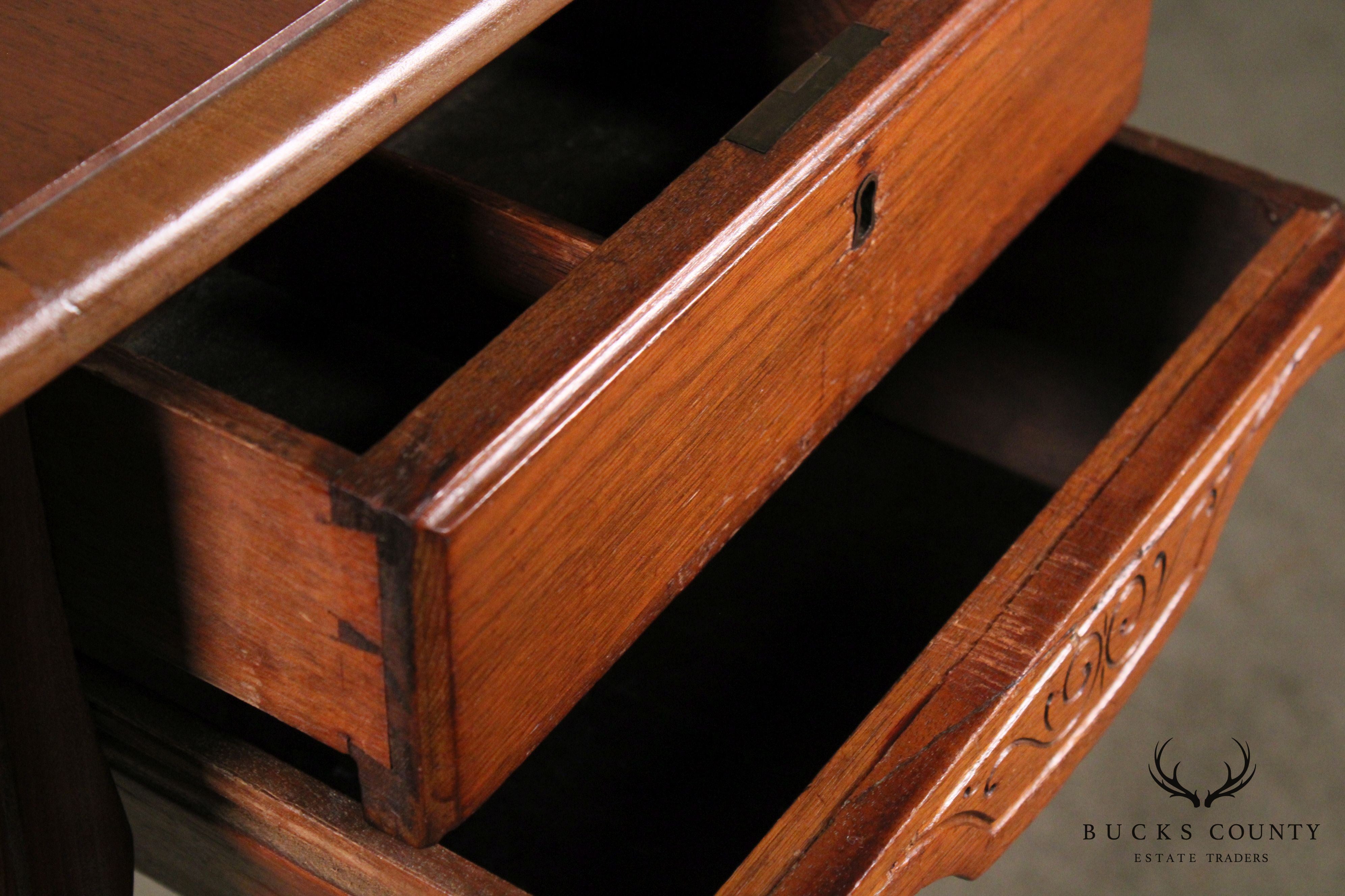 Antique Victorian Walnut Dropleaf Sewing Stand Side Table