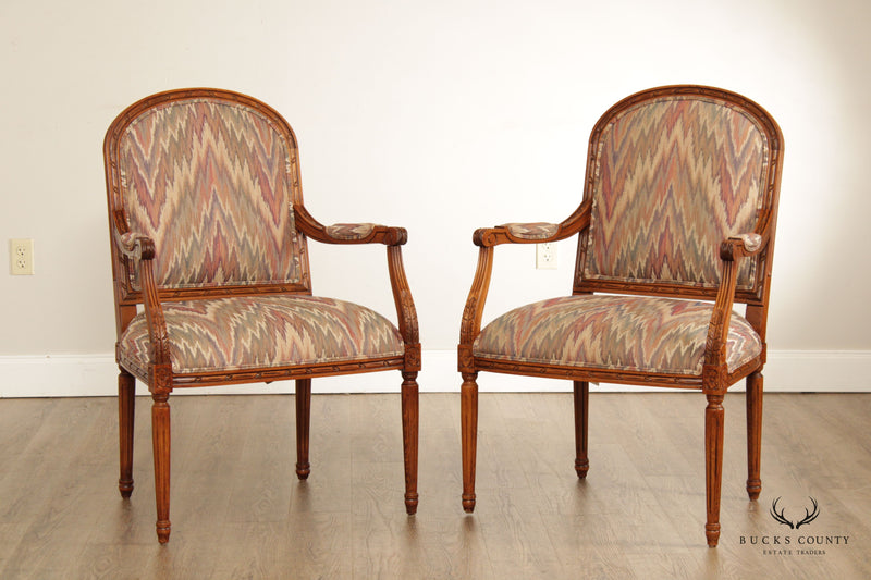 Ethan Allen French Louis XVI Style Pair Armchairs