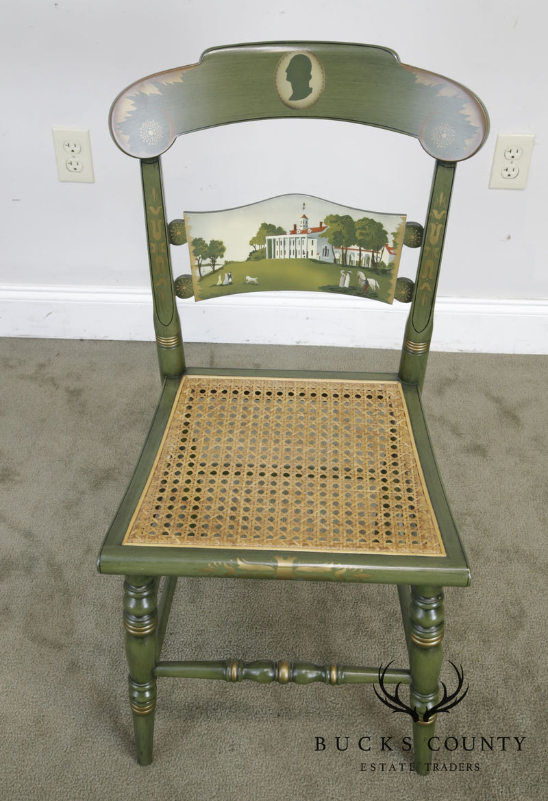 Hitchcock Green Painted George Washington Mount Vernon Cane Seat Side Chair (B)