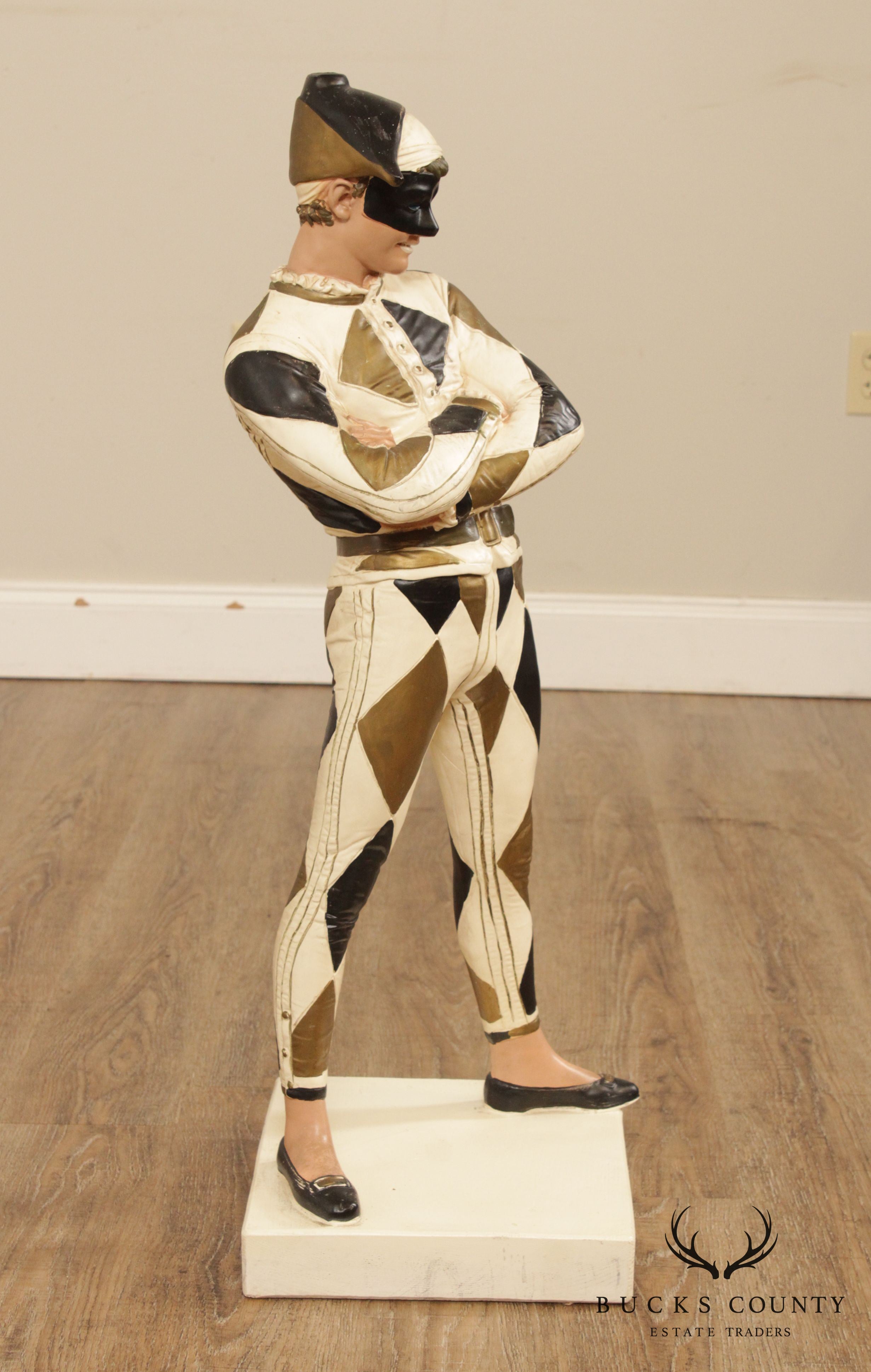 Mid Century Modern Hand Painted Harlequin Statue