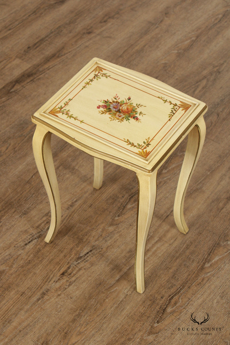 Italian Florentine Style Set of Three Paint Decorated Nesting Tables