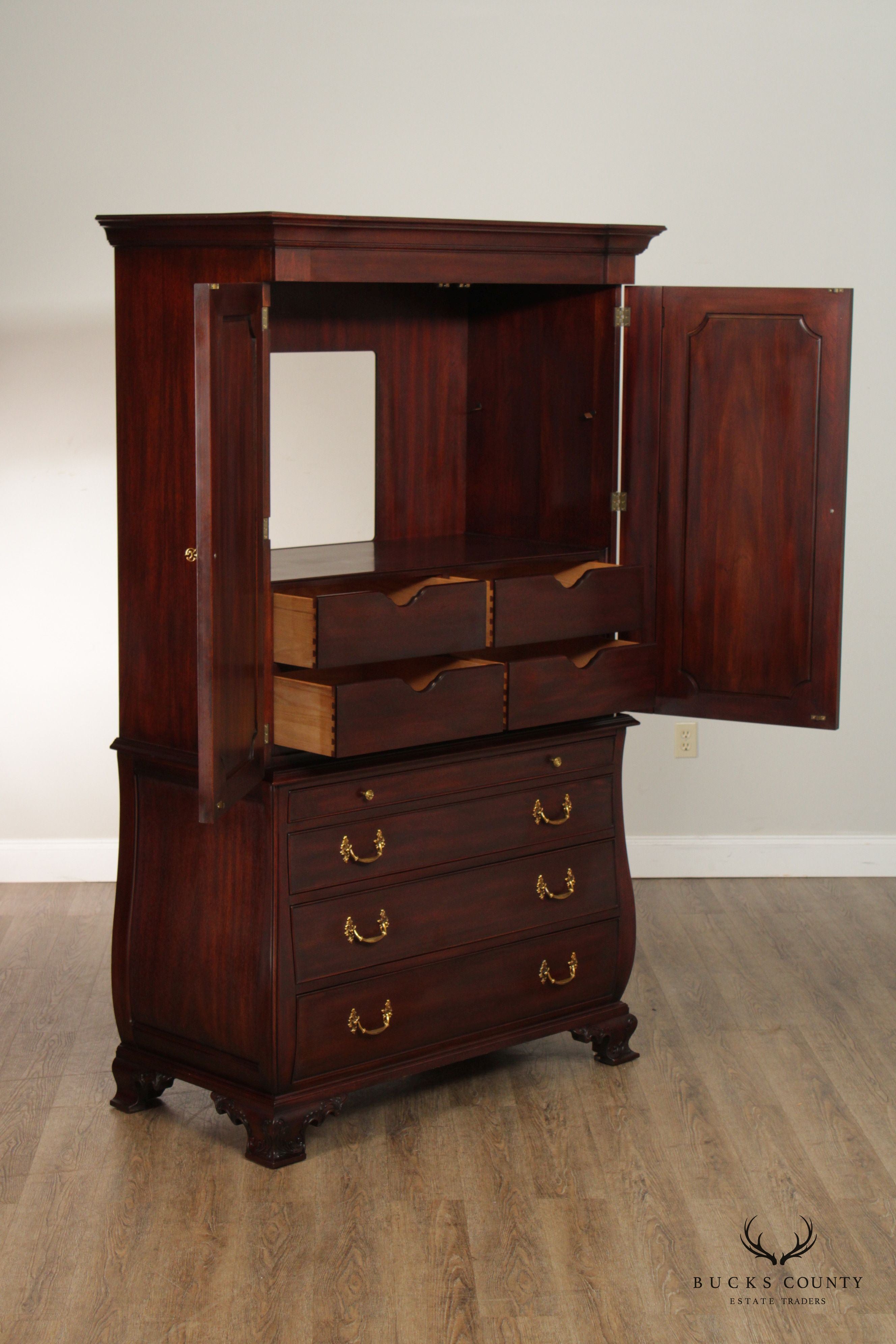 Henkel Harris Mahogany Bombe Armoire Cabinet