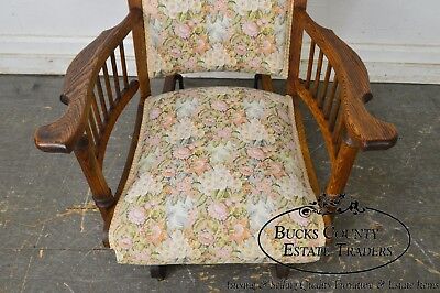 Antique 19th Century Victorian Oak Platform Rocker