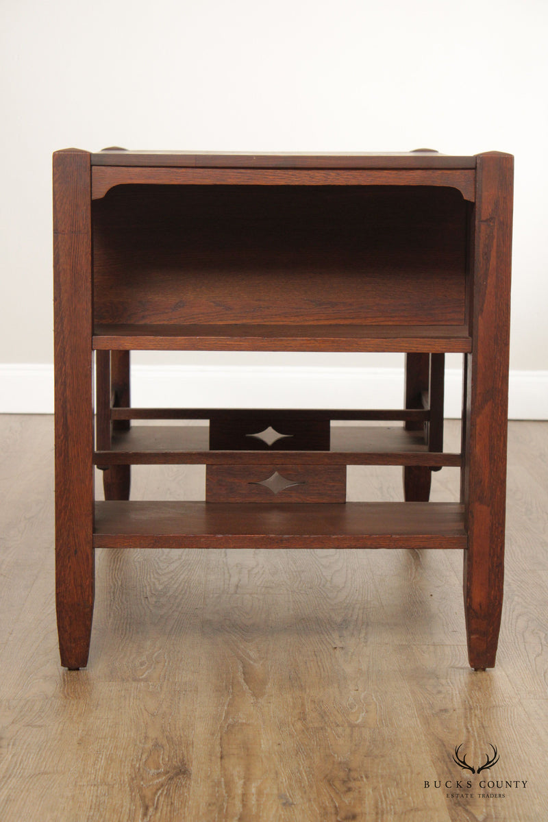 Mission Oak One-Drawer Library Table Writing Desk