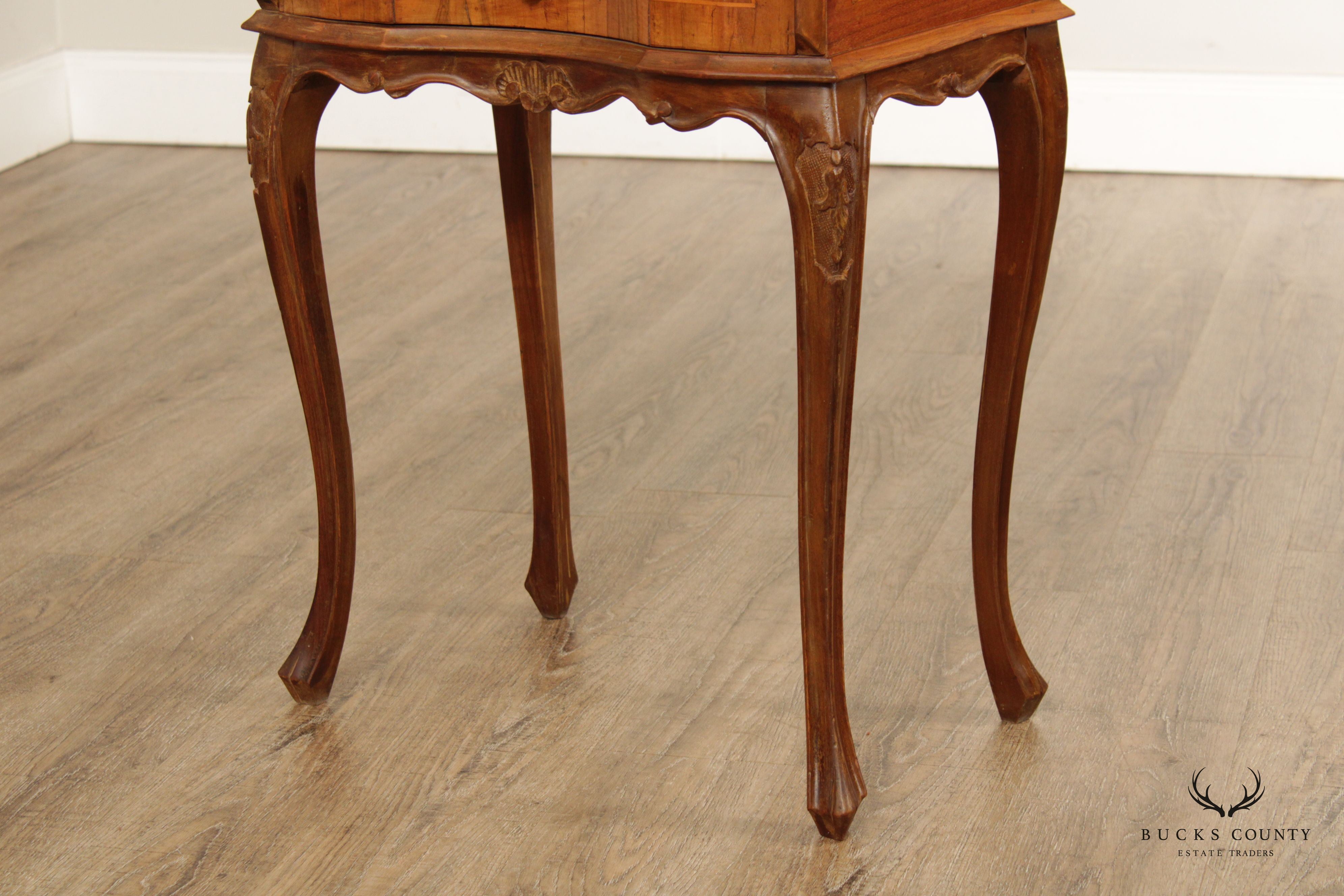 Italian Provincial Walnut Single Drawer Nightstand