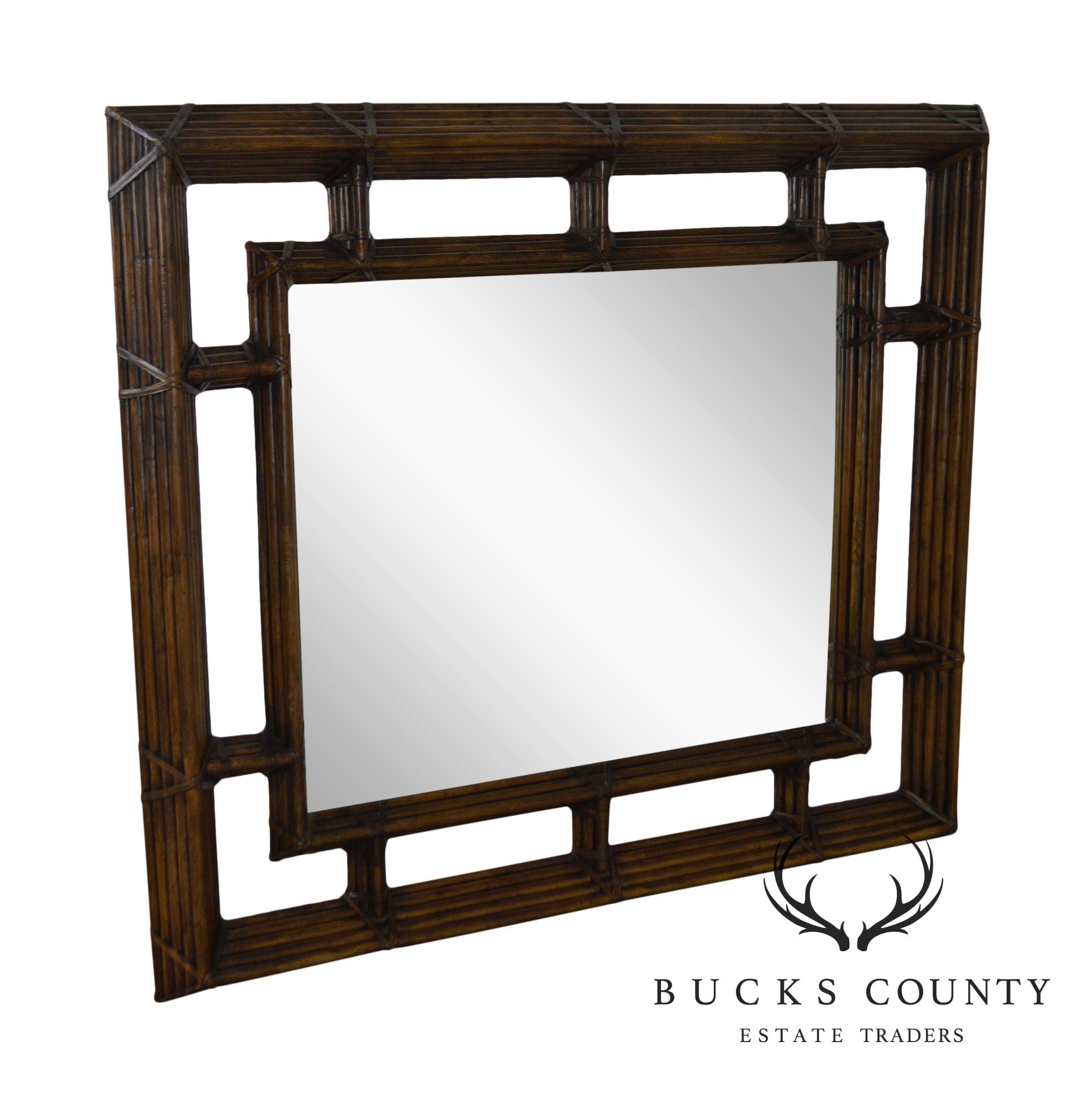 Henredon Mcguire Style Large Bamboo Frame Wall Mirror