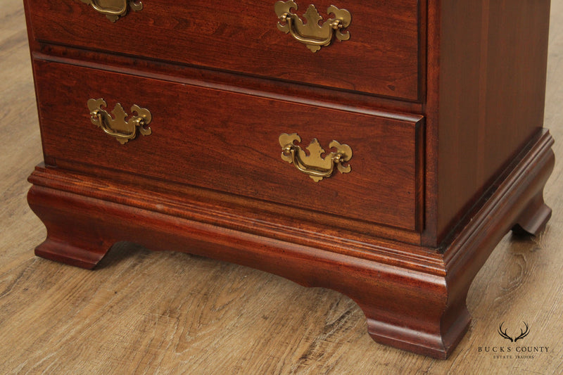 Crescent Chippendale Style Pair of Cherry Nightstand Chests