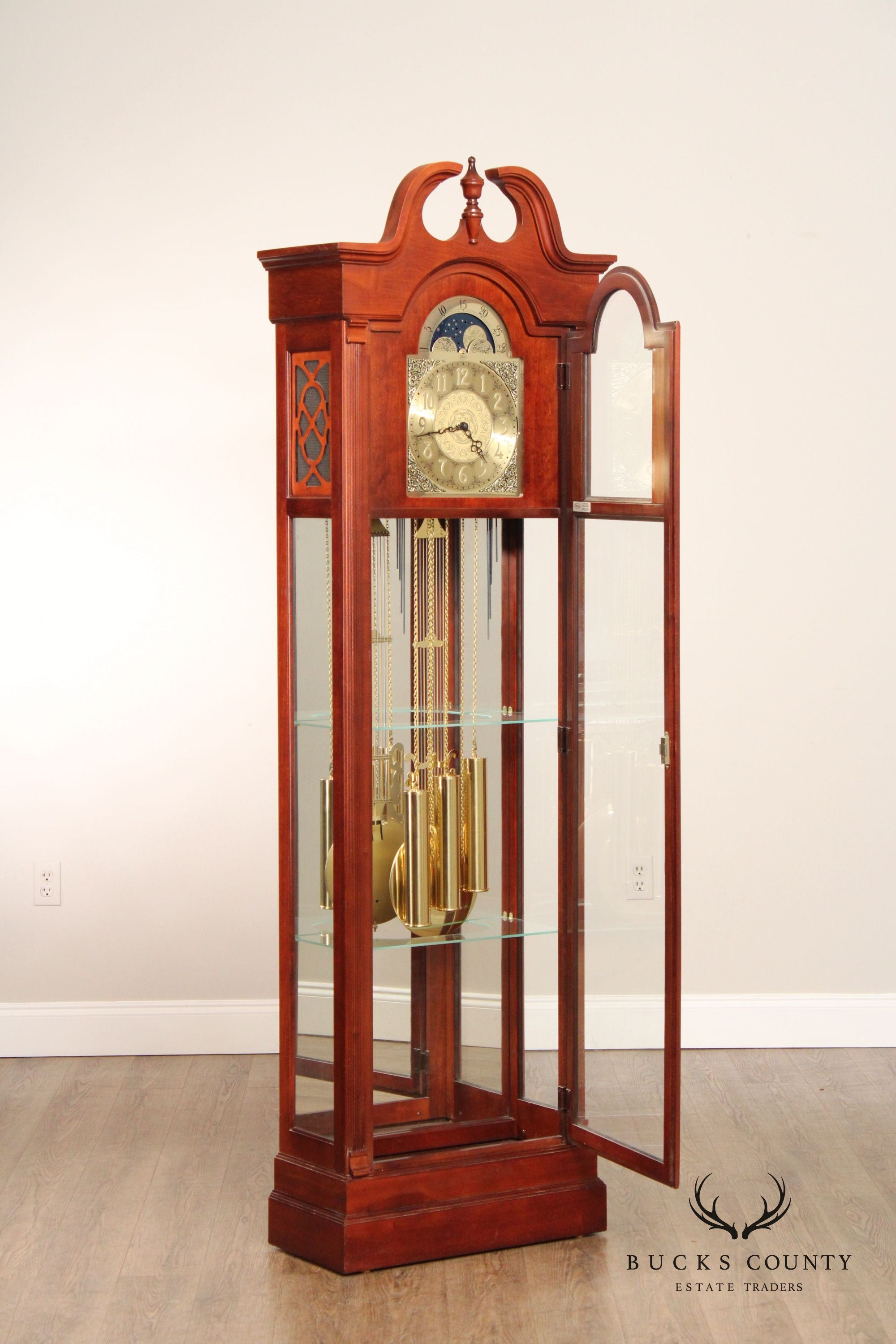 RIDGEWAY TRADITIONAL CHERRY TALL CASE GRANDFATHER CLOCK