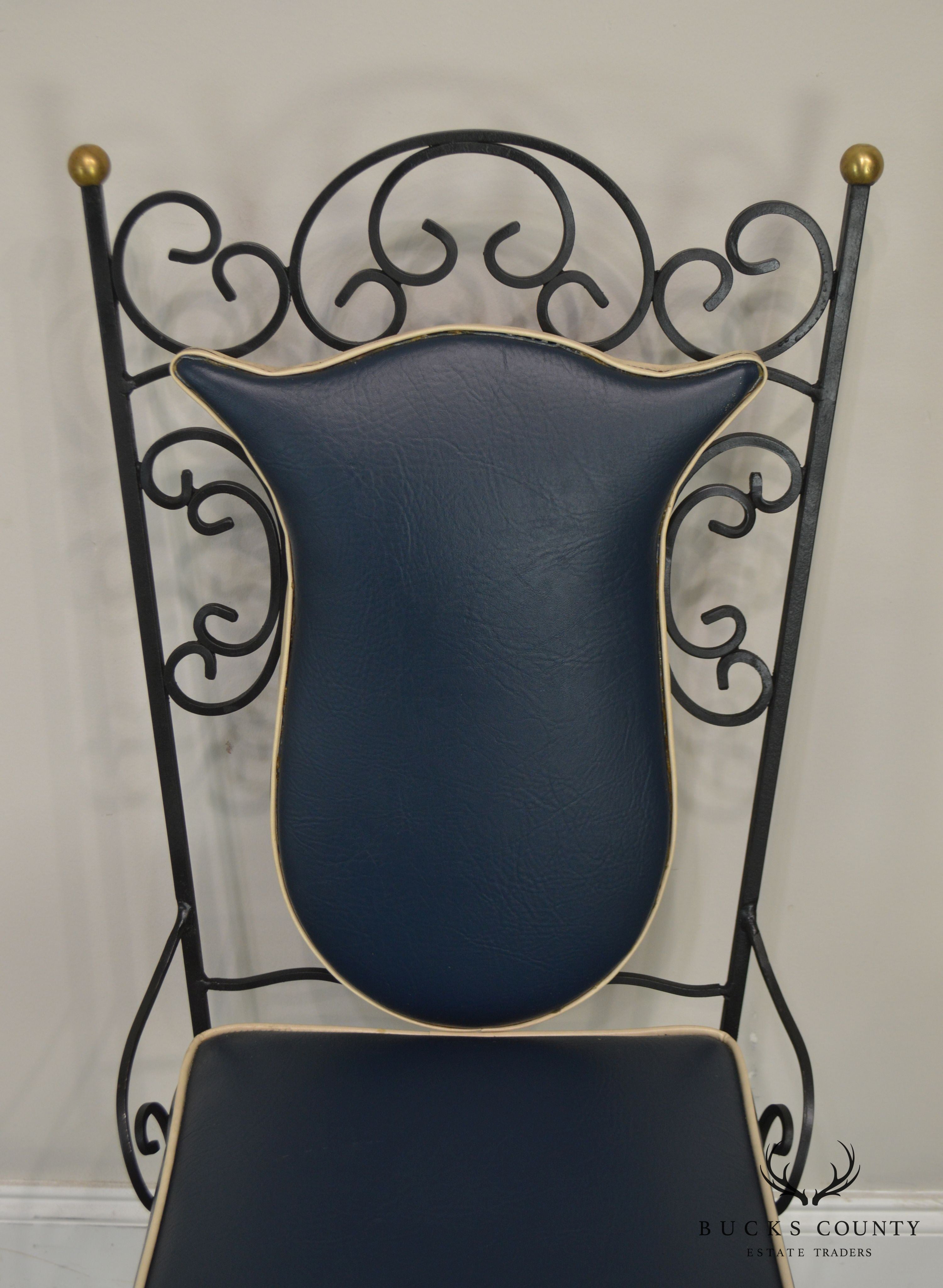 1950's Vintage Custom Quality Scrolled Wrought Iron Side Chair