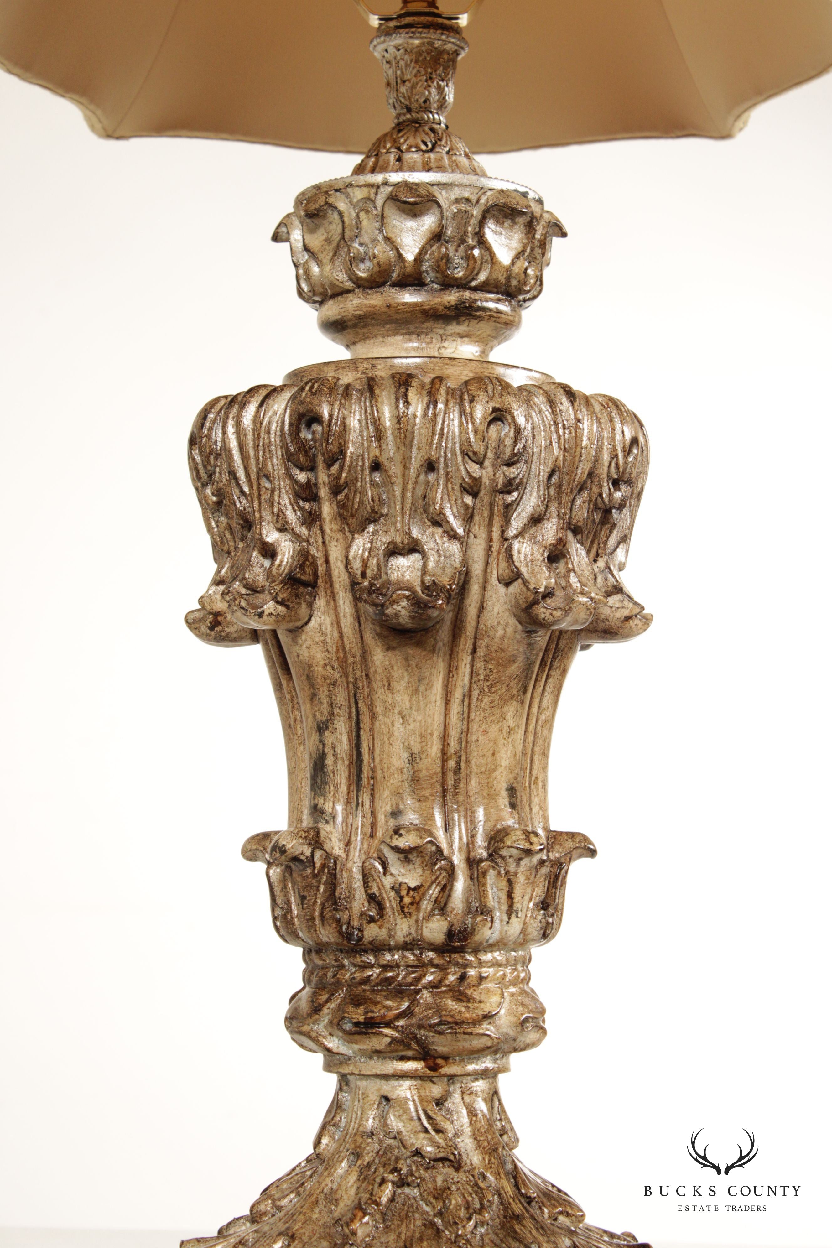 John-Richard Classical Style Pair of Acanthus Carved Table Lamps