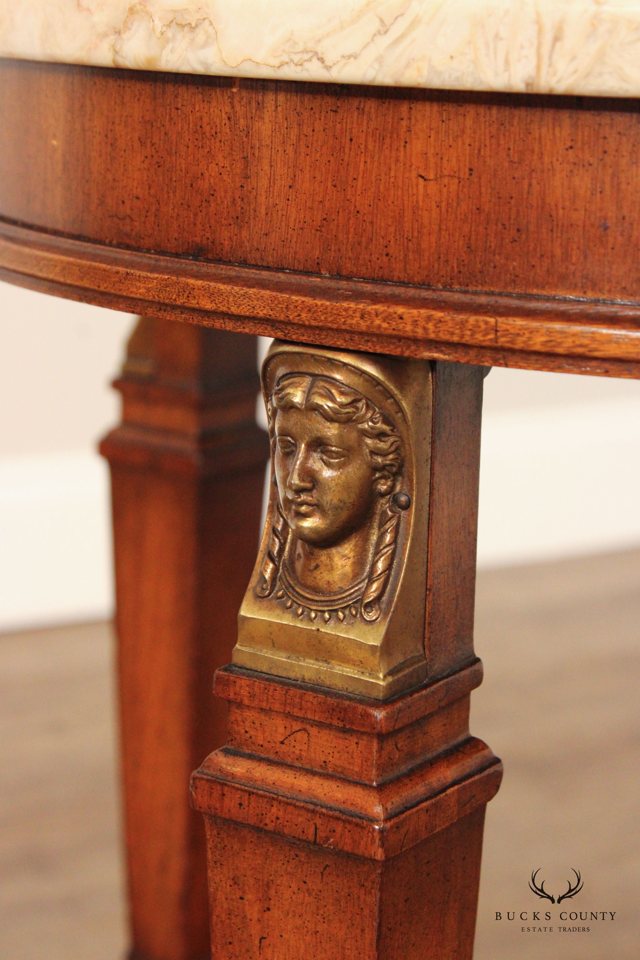 Egyptian Revival Style Round Marble Top Accent Table