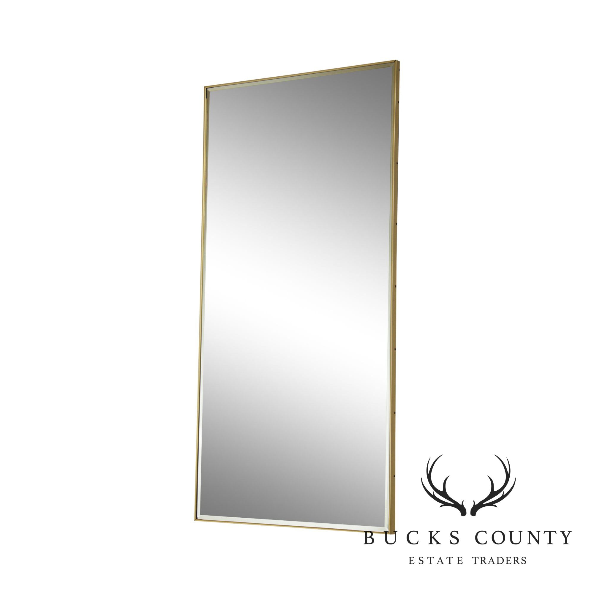 Mid Century Modern Brushed Brass Beveled Wall Mirror