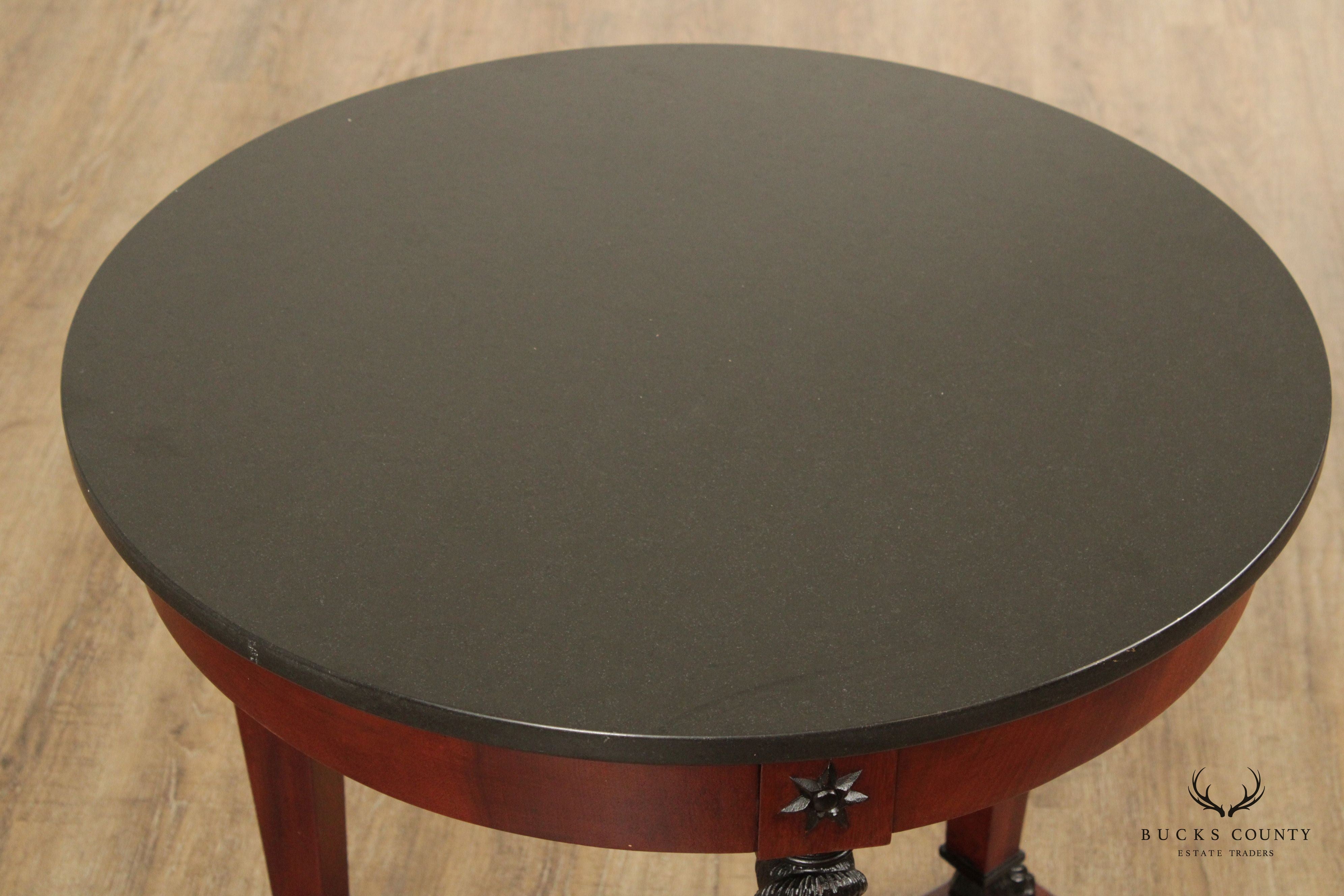 French Empire Style Round Granite Top Table