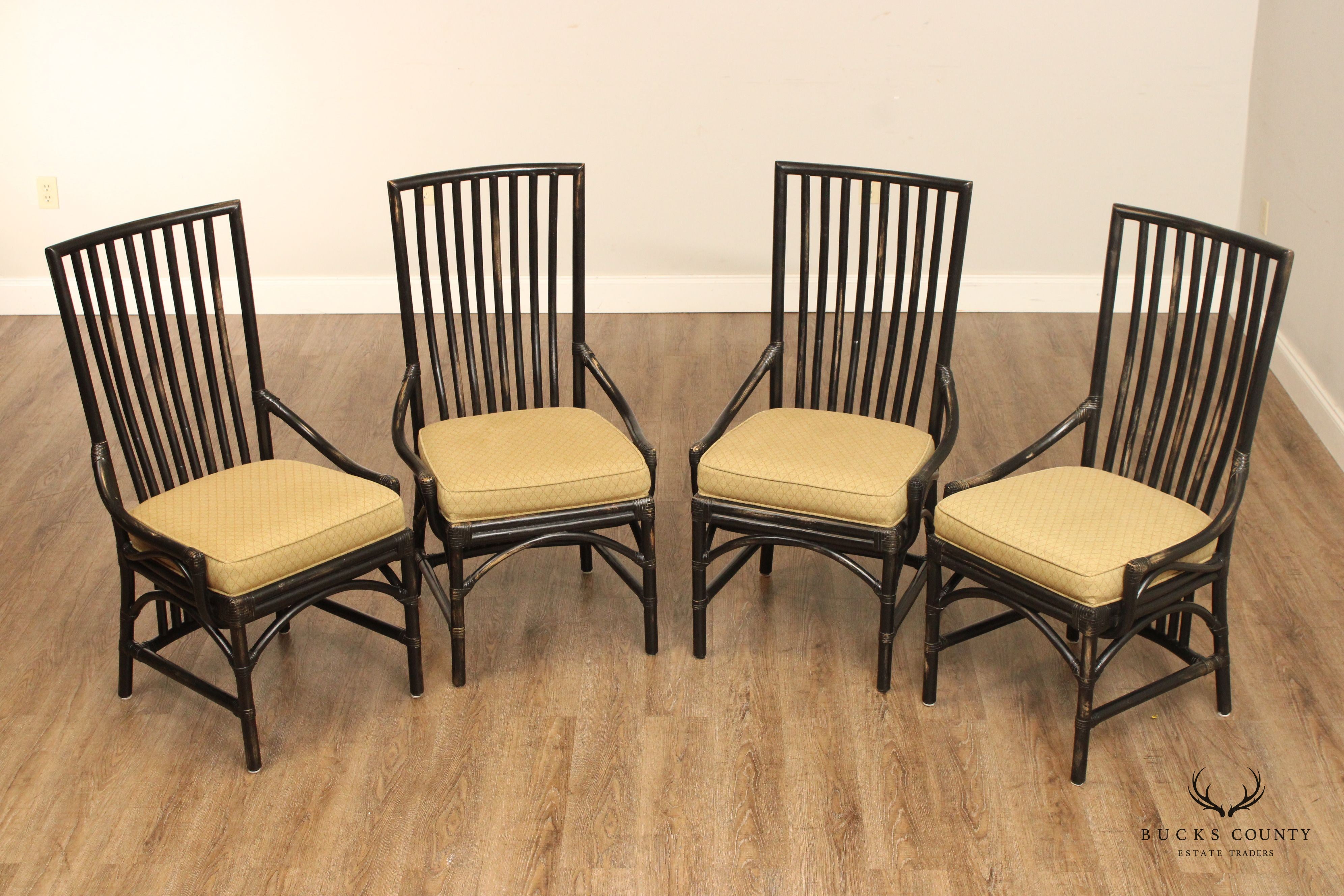 David Francis Set Four Rattan Dining Chairs