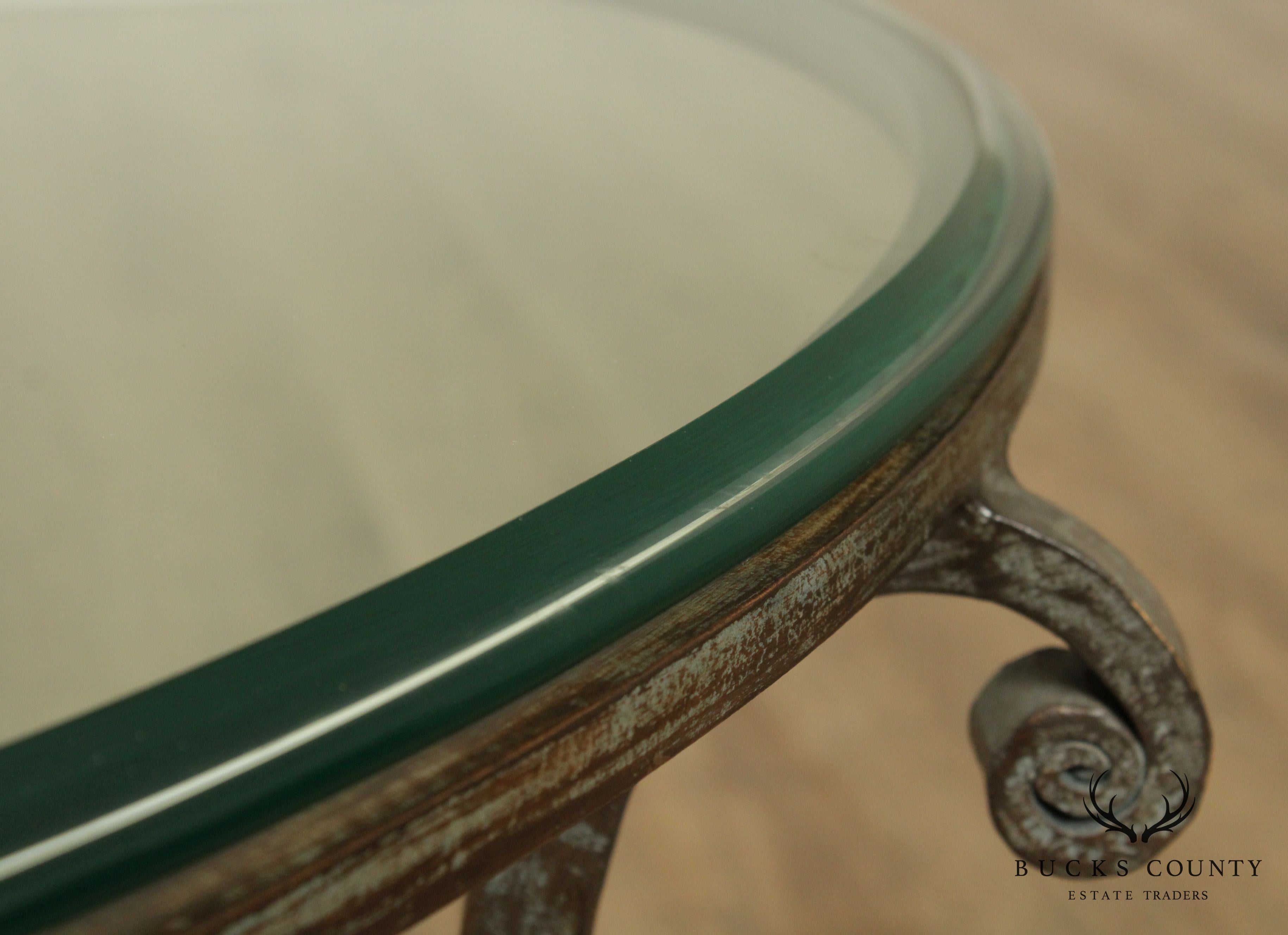 Quality Hand Forged Steel Oval Glass Top Coffee Table