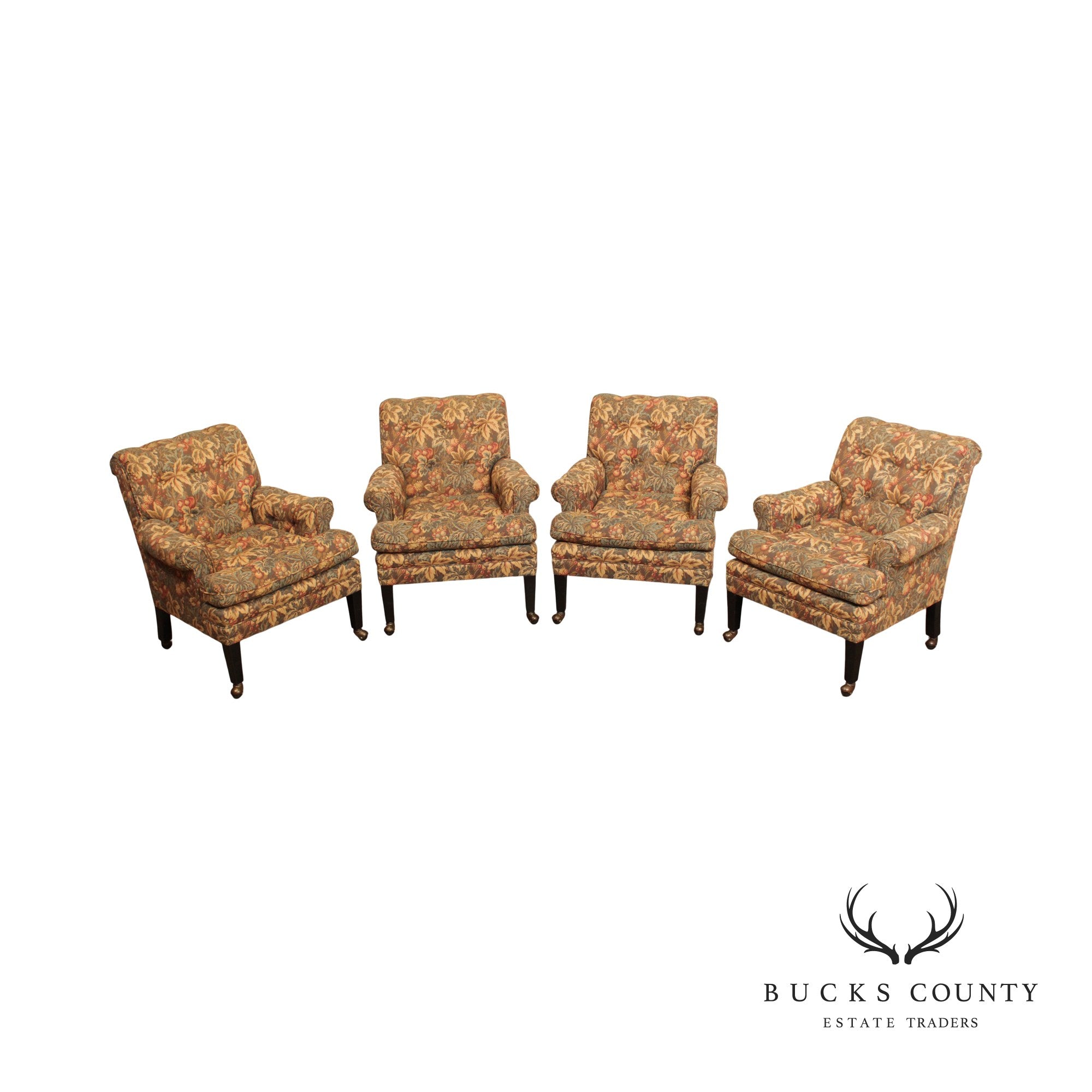 Cabot Wrenn Set Of Four Custom Upholstered Club Chairs