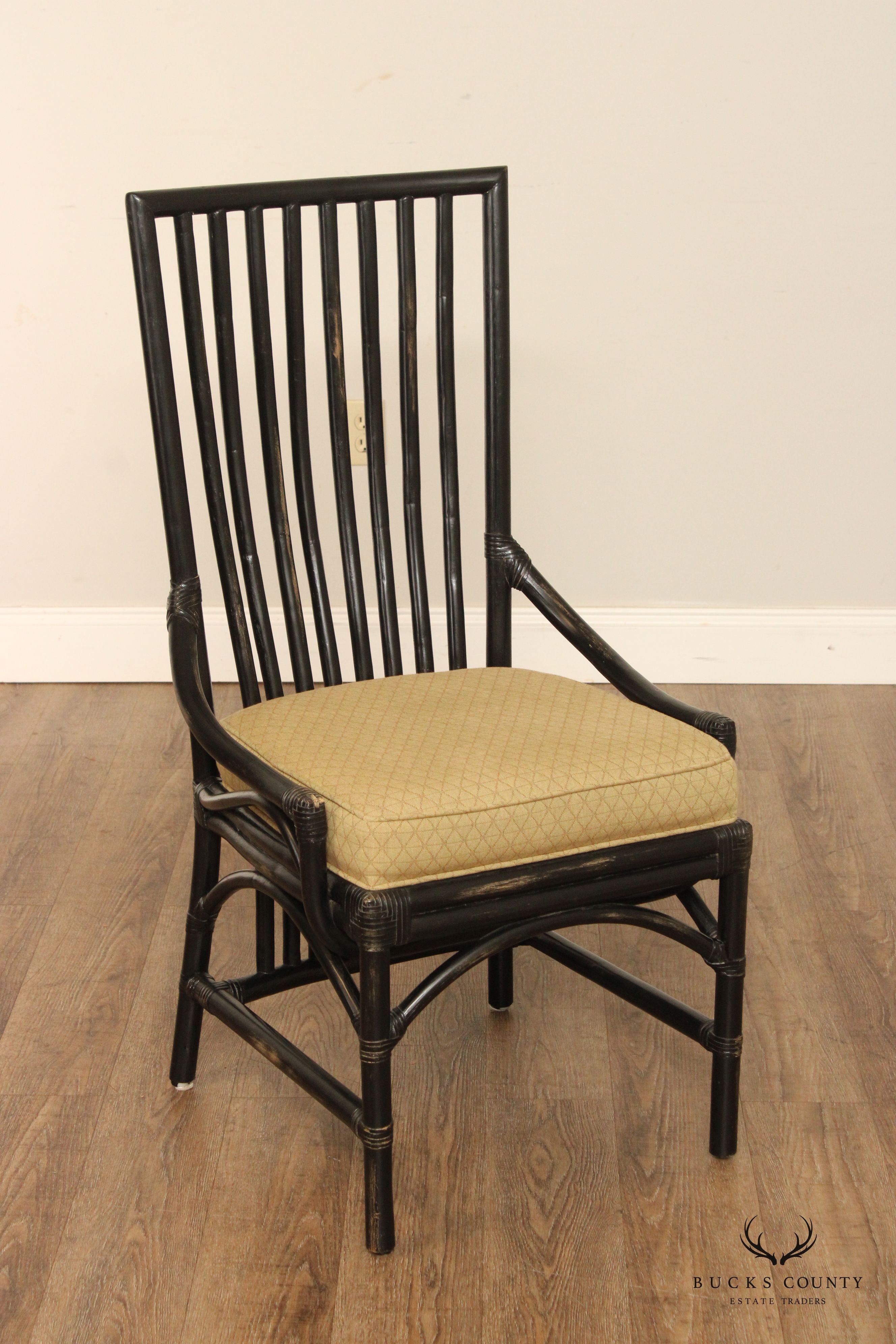 David Francis Set Four Rattan Dining Chairs