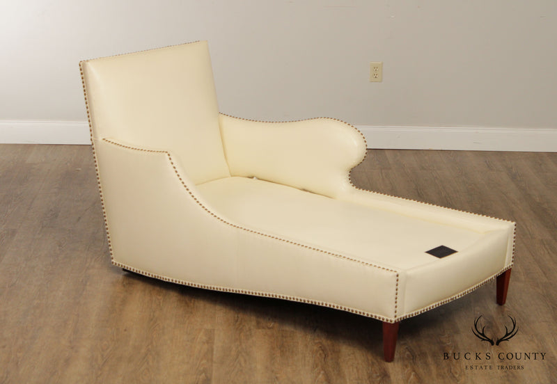 R Jones Dallas Custom Leather & Upholstered Chaise Lounge
