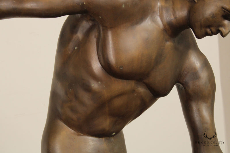 20th C. Classical Greek 'Discobolus' Life-Size Bronze Statue