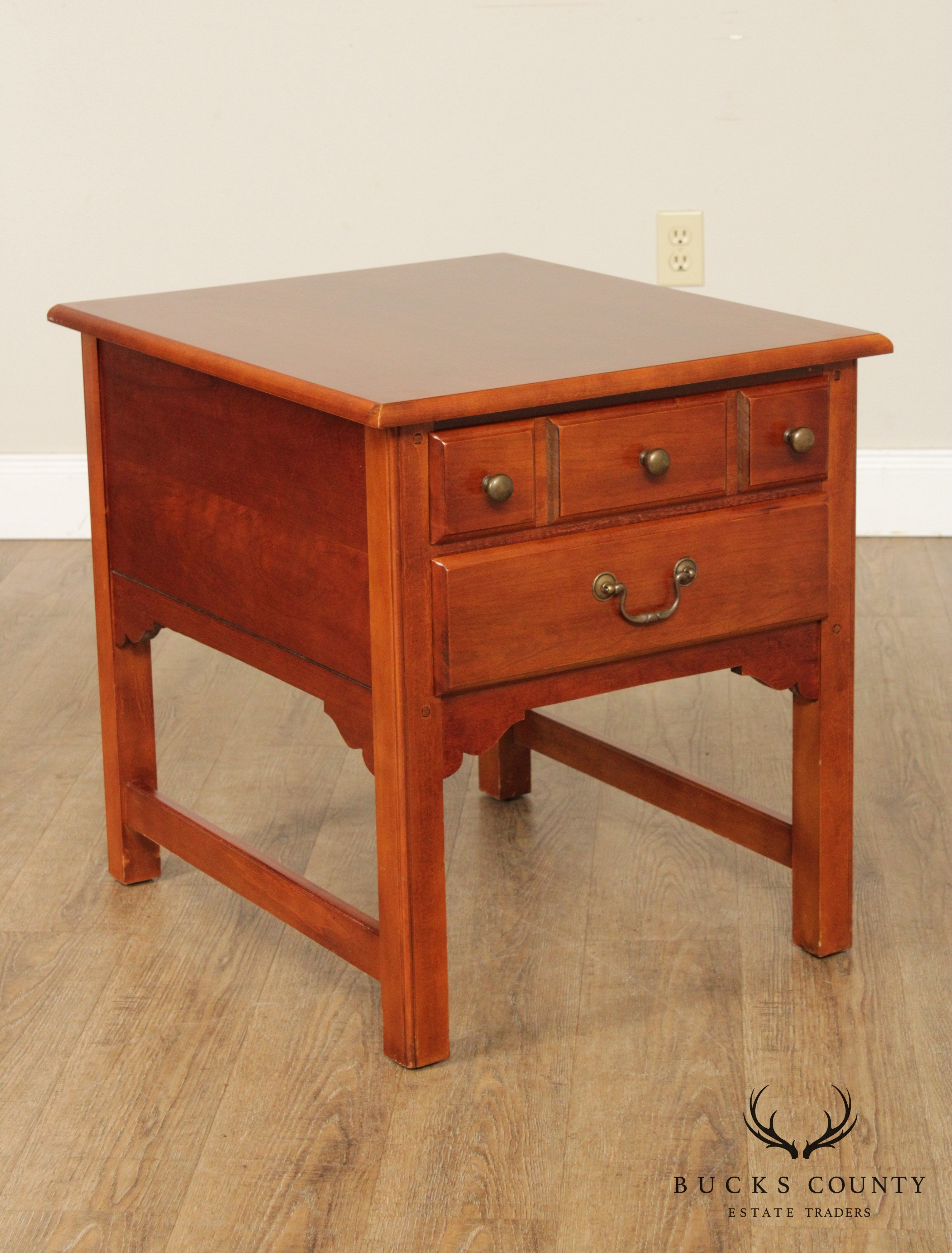 Riverside Handcrafted Pair Cherry 2 Drawer Side Tables