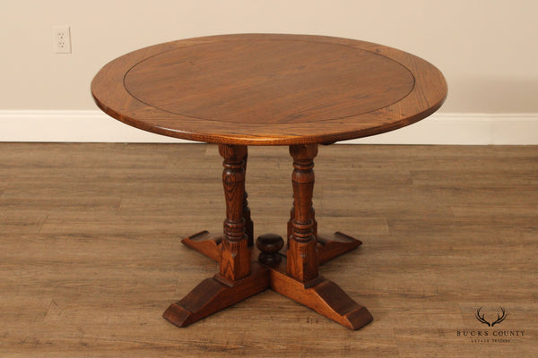 English Traditional Style Oak Round Top Center Table