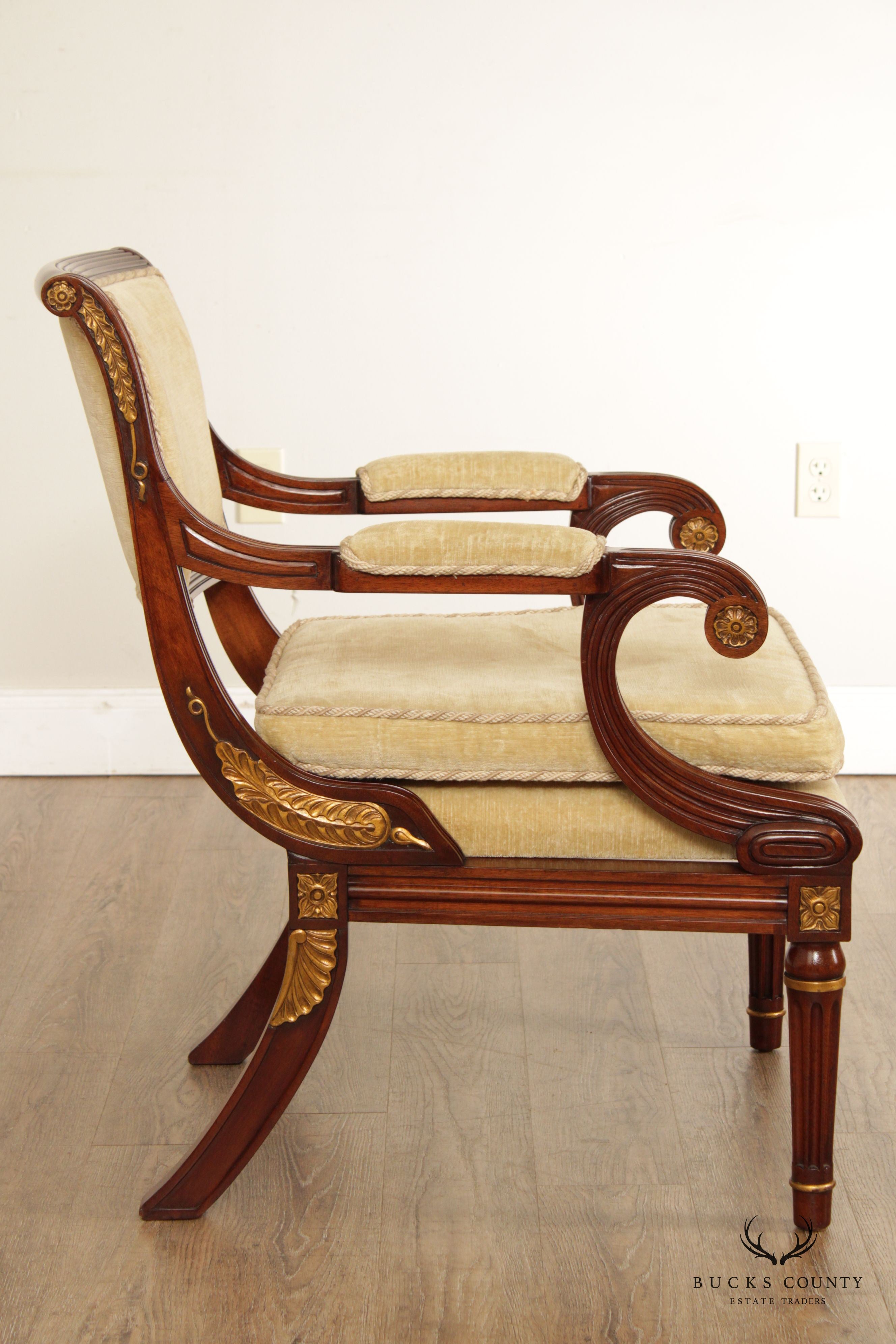 Smith & Watson Regency Style Mahogany and Parcel Gilt Armchair