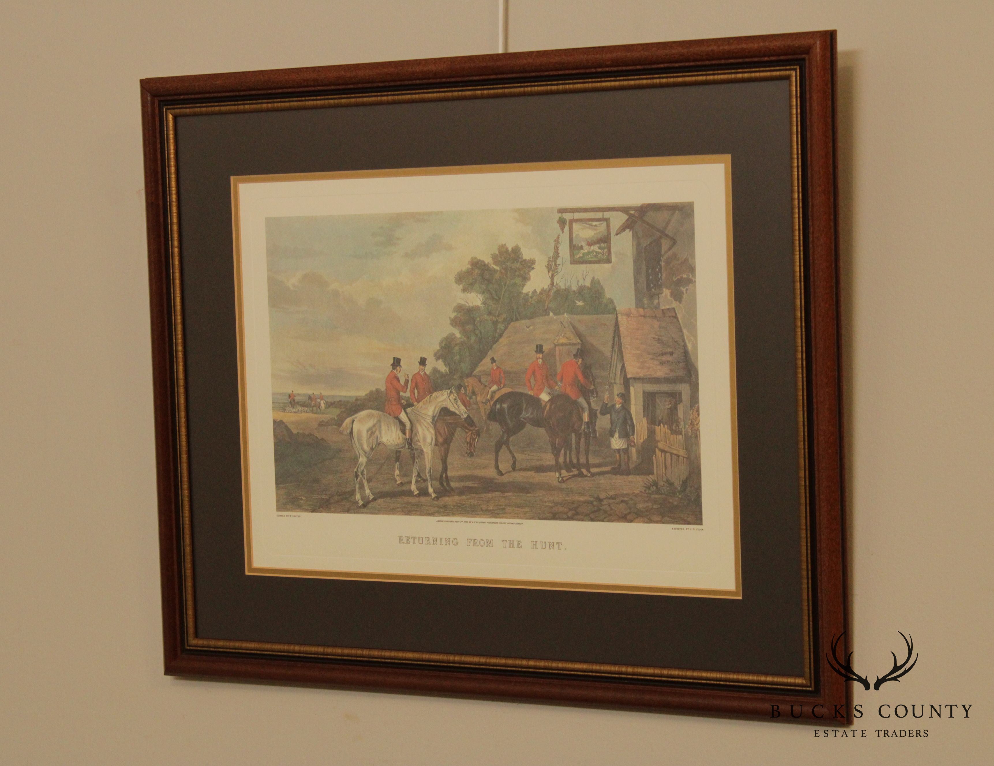 William Shayer 'Returning From the Hunt' Custom Framed Fox Hunt Lithograph Print