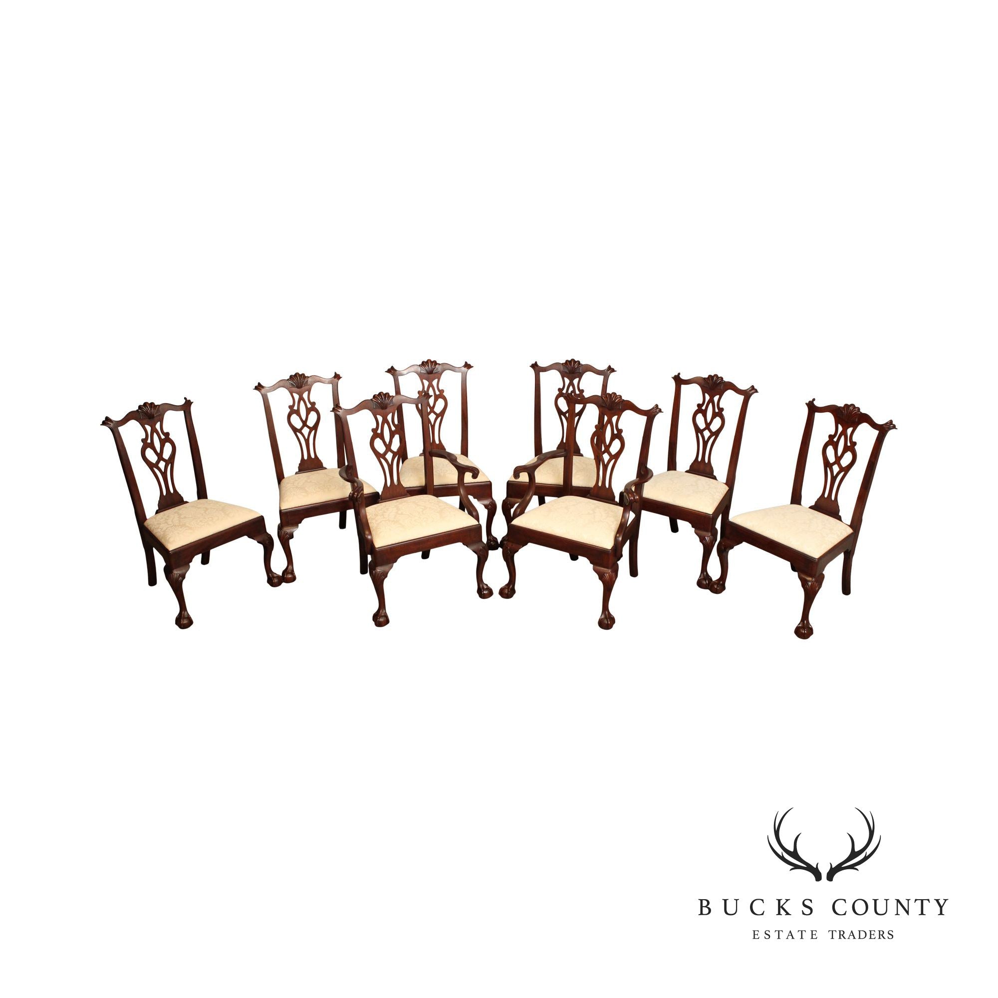 Henkel Harris Chippendale Style Set Of Eight Ball & Claw Mahogany Dining Chairs Model 112