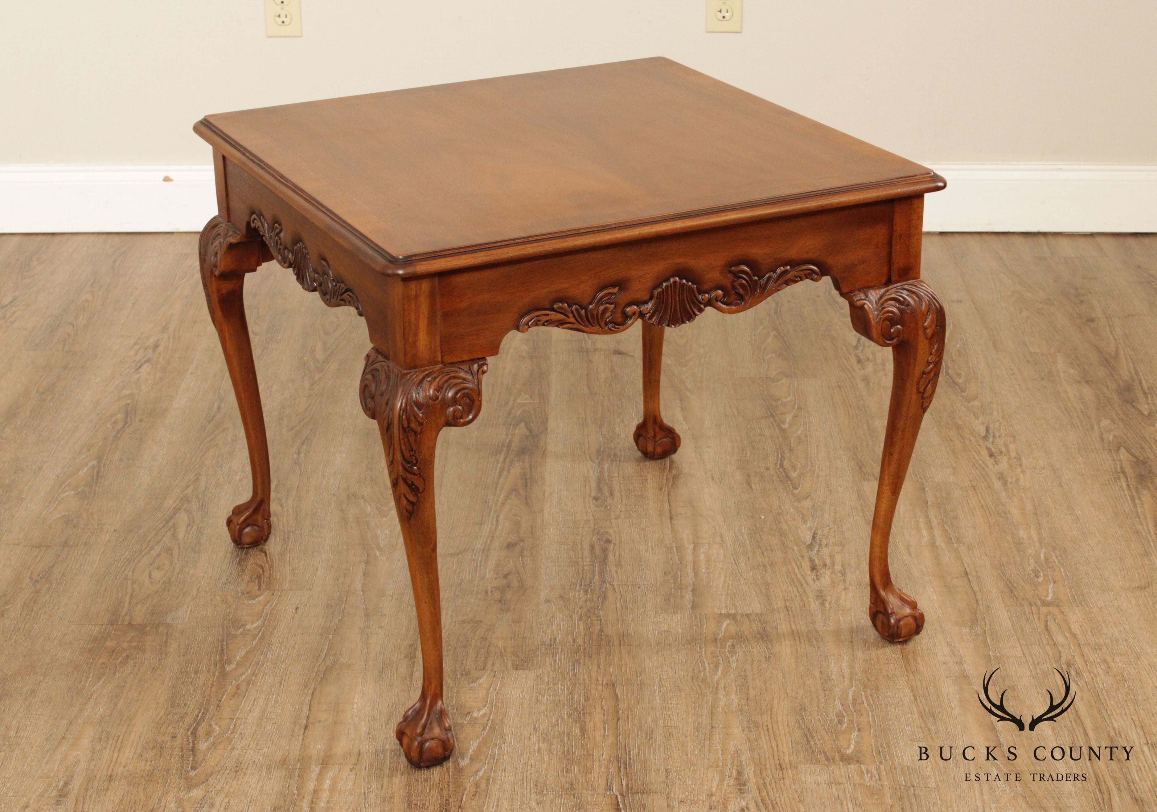 Drexel Heritage Chippendale Style Square Mahogany Ball & Claw Side Table