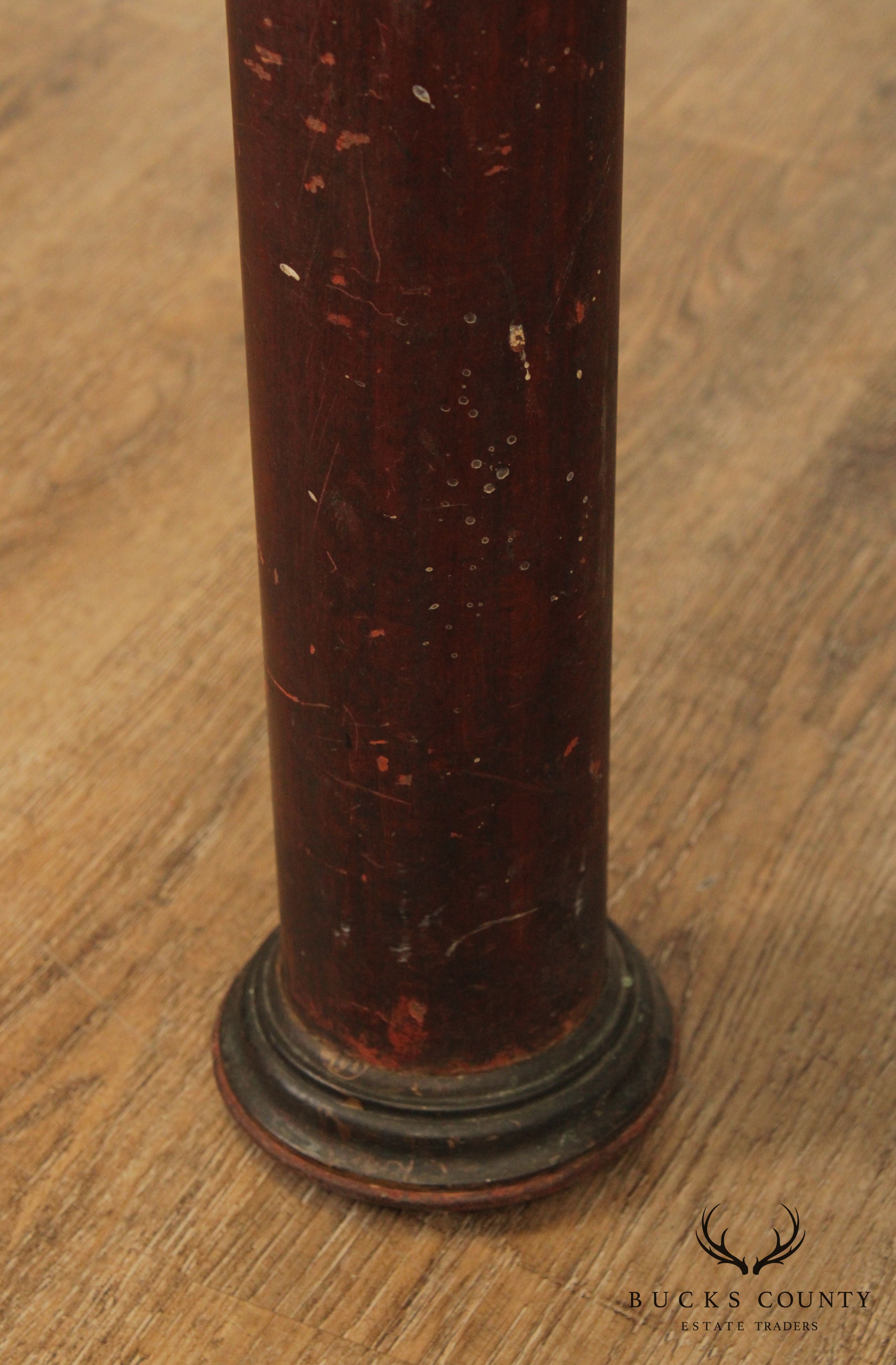 Antique 19th Century Iron & Brass Marble Top Chocolatiers Table