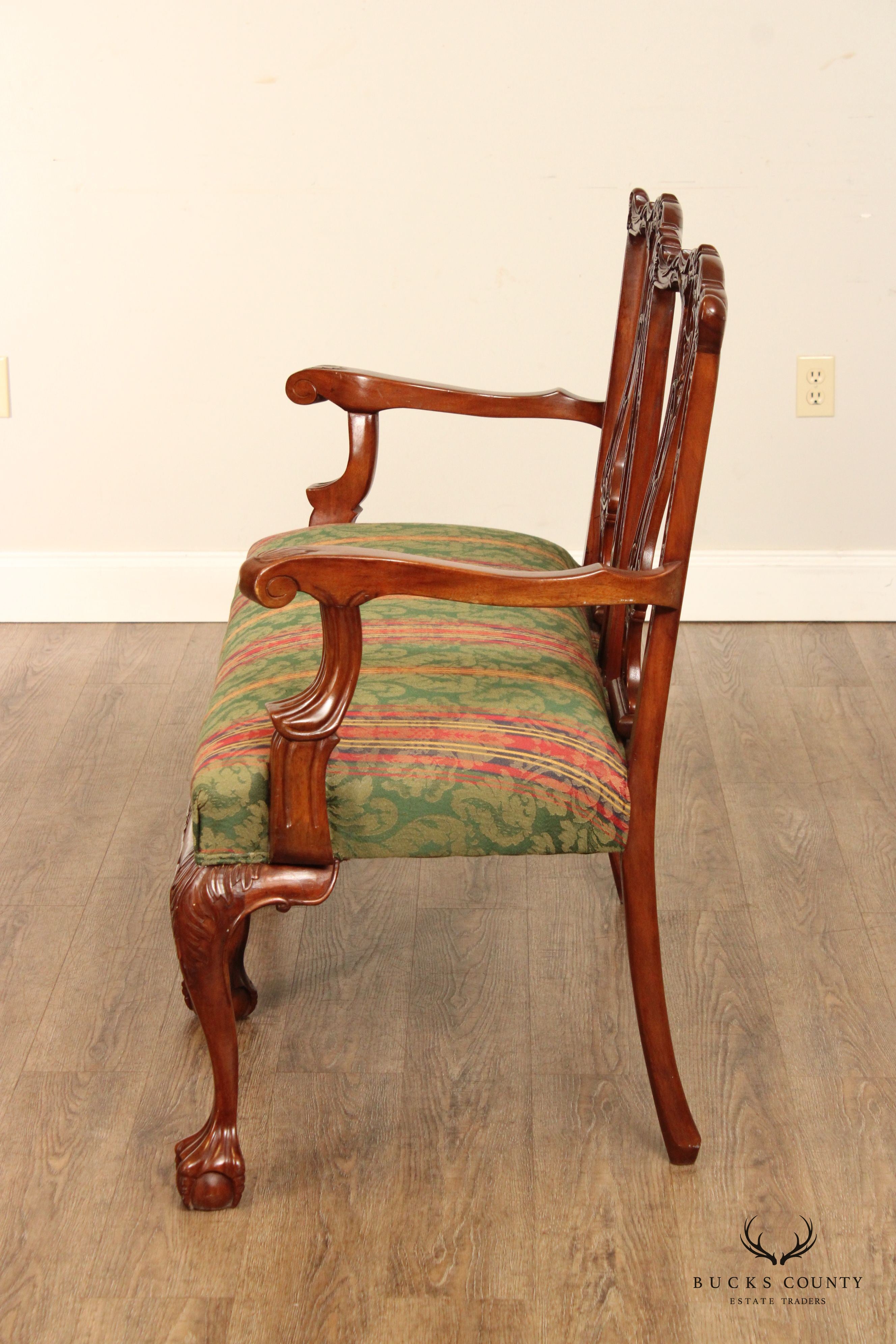 Chippendale Style Carved Mahogany Settee