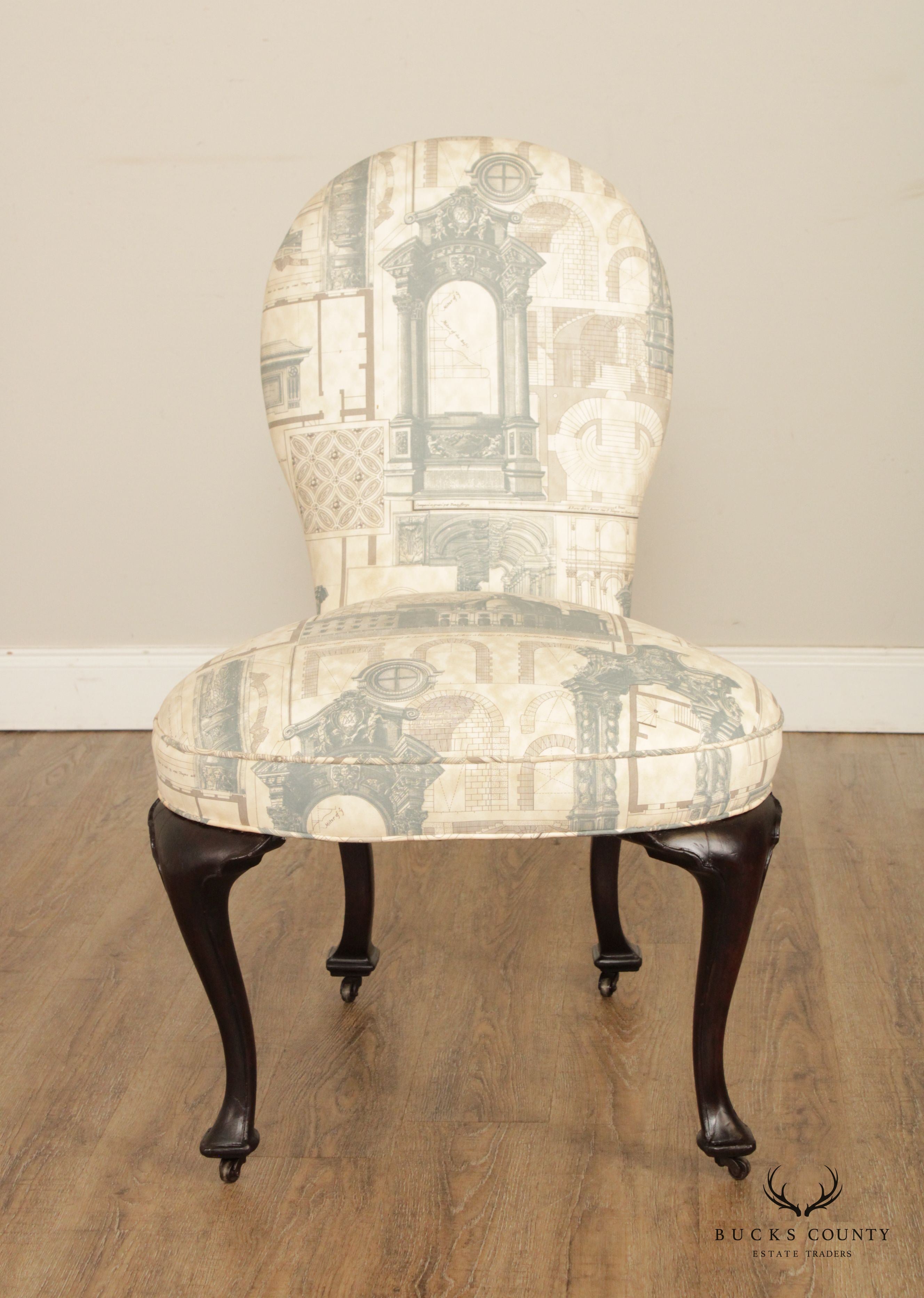 English Victorian Custom Upholstered Side Chair