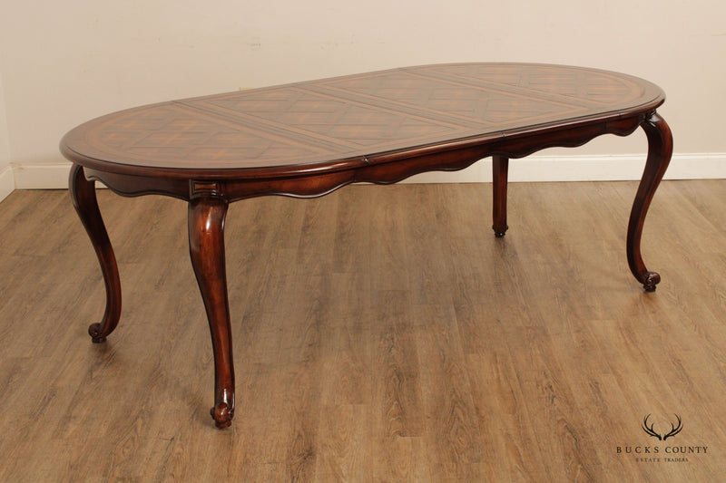 French Style Round Parquetry Top Extendable Dining Table