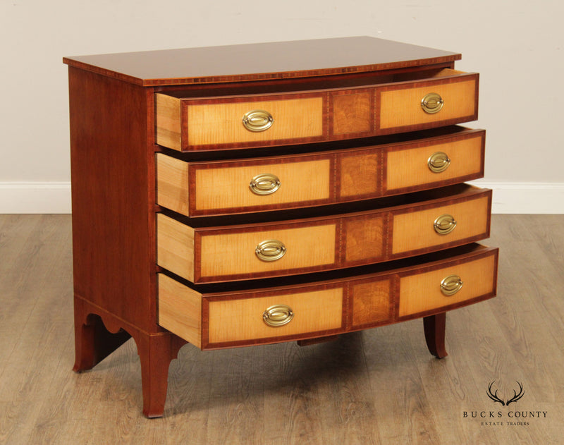 Baker Colonial Williamsburg Collection Mahogany Inlaid Bow Front Chest of Drawers
