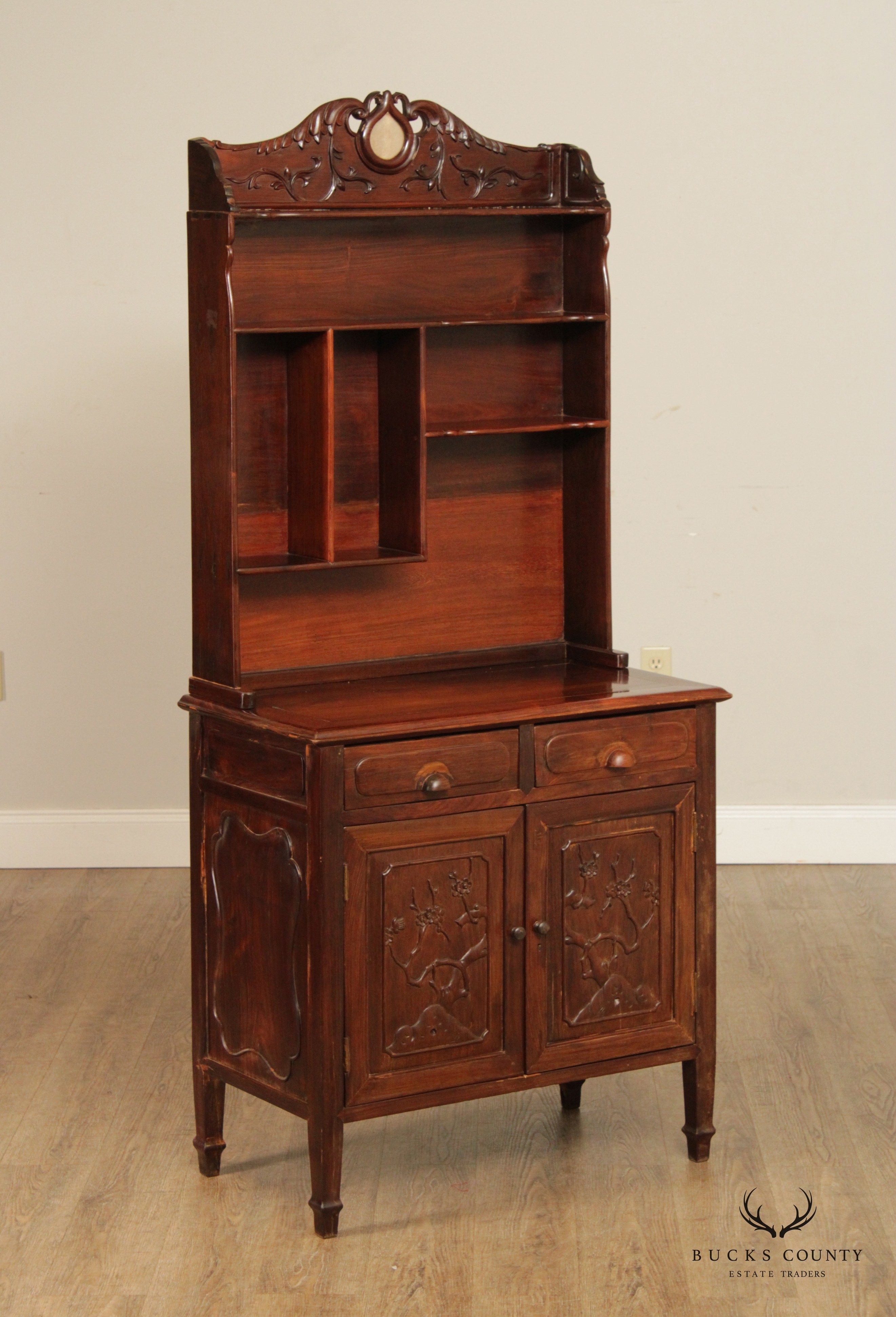 Antique Chinese Hardwood Etagere Cabinet