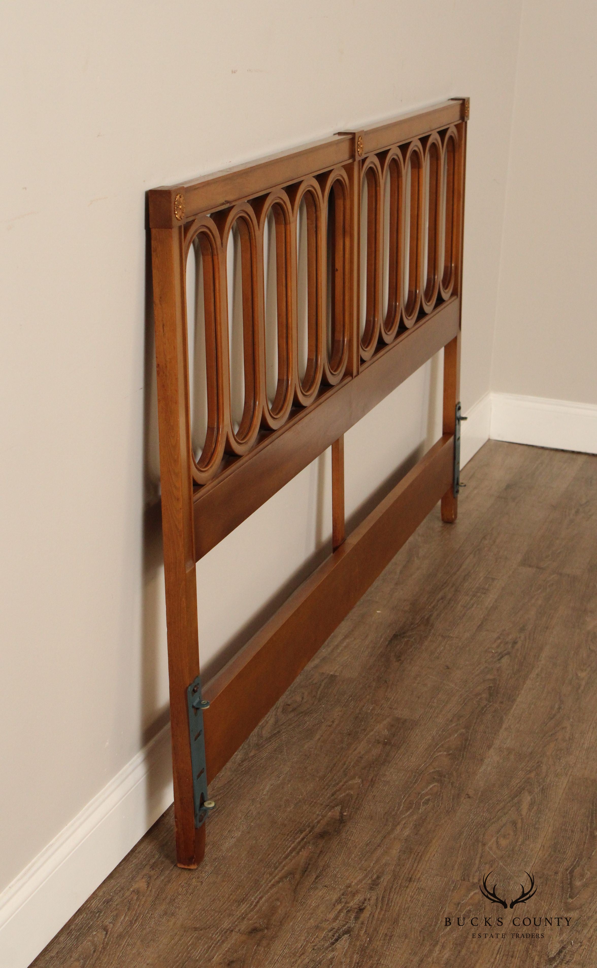 Regency Style Mid Century King Size Fruitwood Headboard