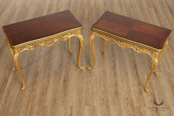 Herraiz Italian Louis XV Style Pair Giltwood Game Tables