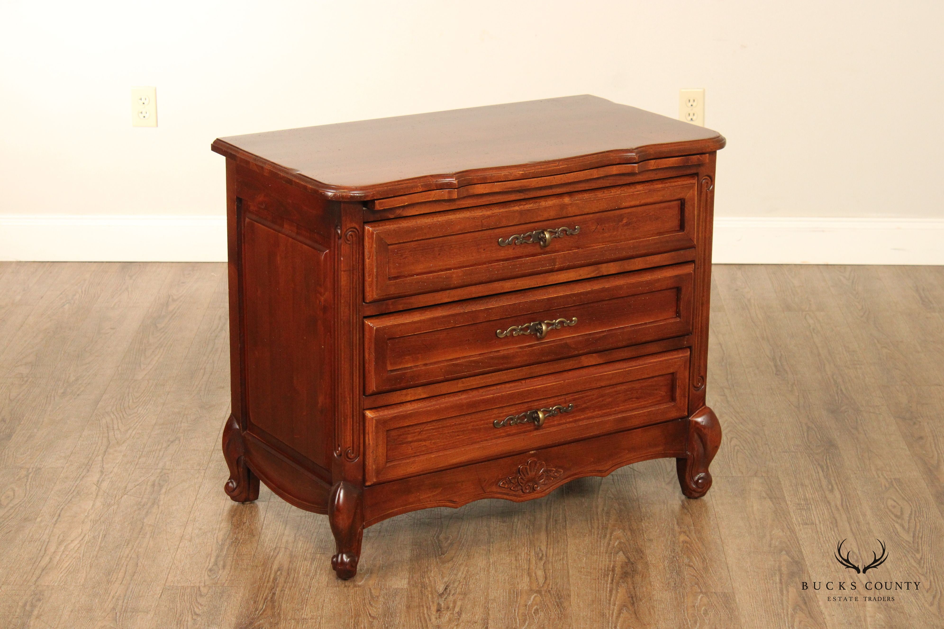 French Country Style Three Drawer Nightstand Chest