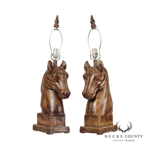 Vintage Pair Of Horse Head Table Lamps