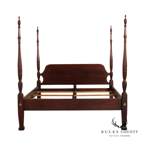 Link Taylor Mahogany Rice Carved King Size Poster Bed