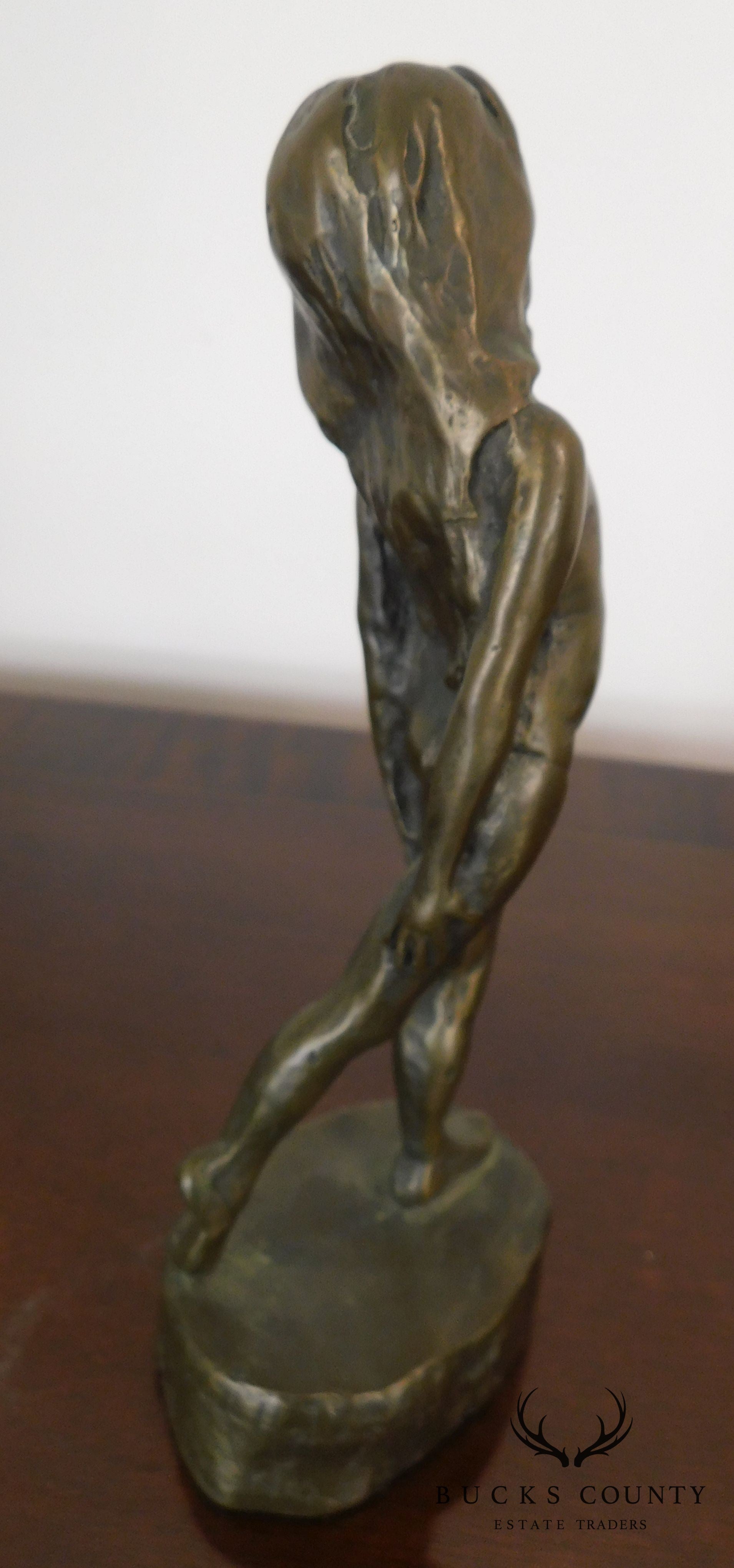 Mark Hopekins Signed "Kids Play" Pair Patinated Bronze Figurines