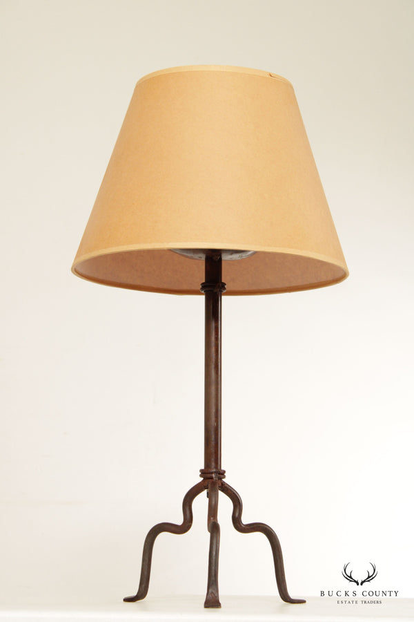 Vintage Wrought Iron Pricket Table Lamp with Shade