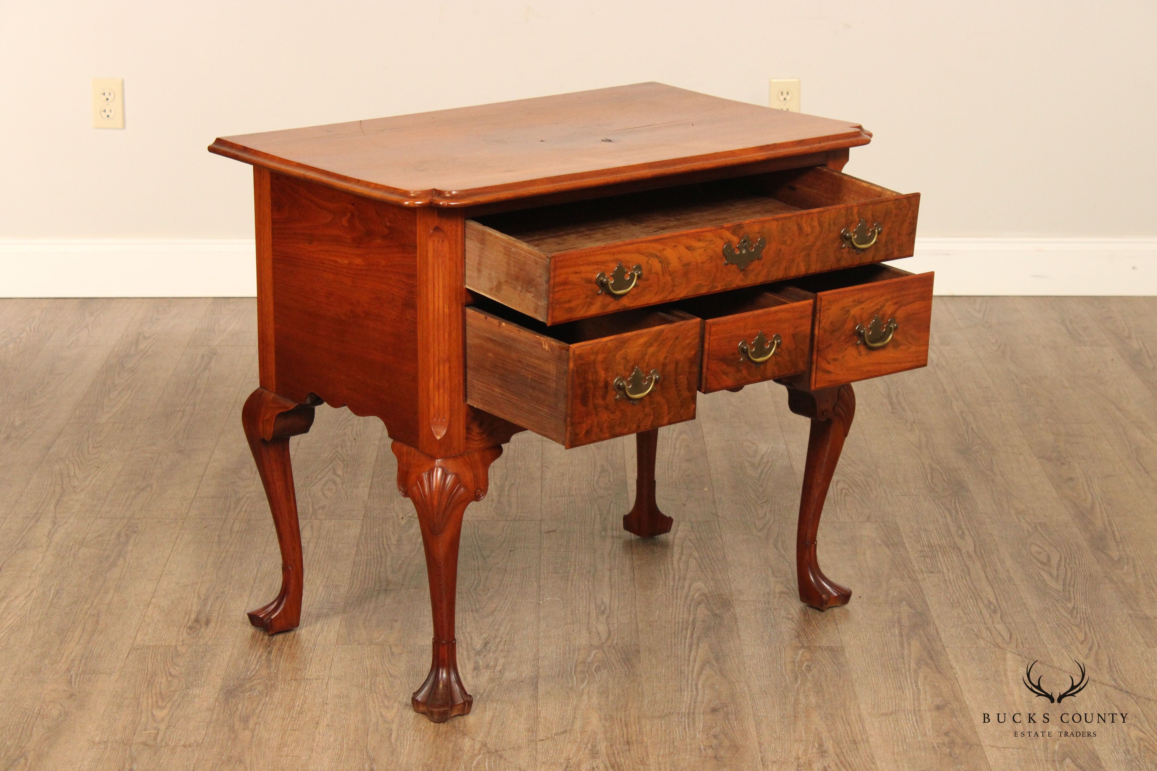 Antique American Queen Anne Carved Walnut Lowboy