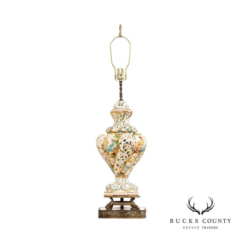 Italian Capodimonte Style Porcelain Table Lamp