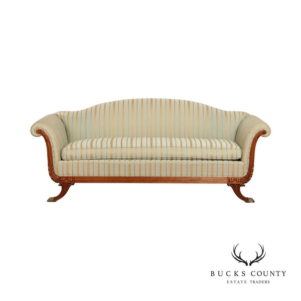 1930's American Classical Empire Style Carved Mahogany Sofa