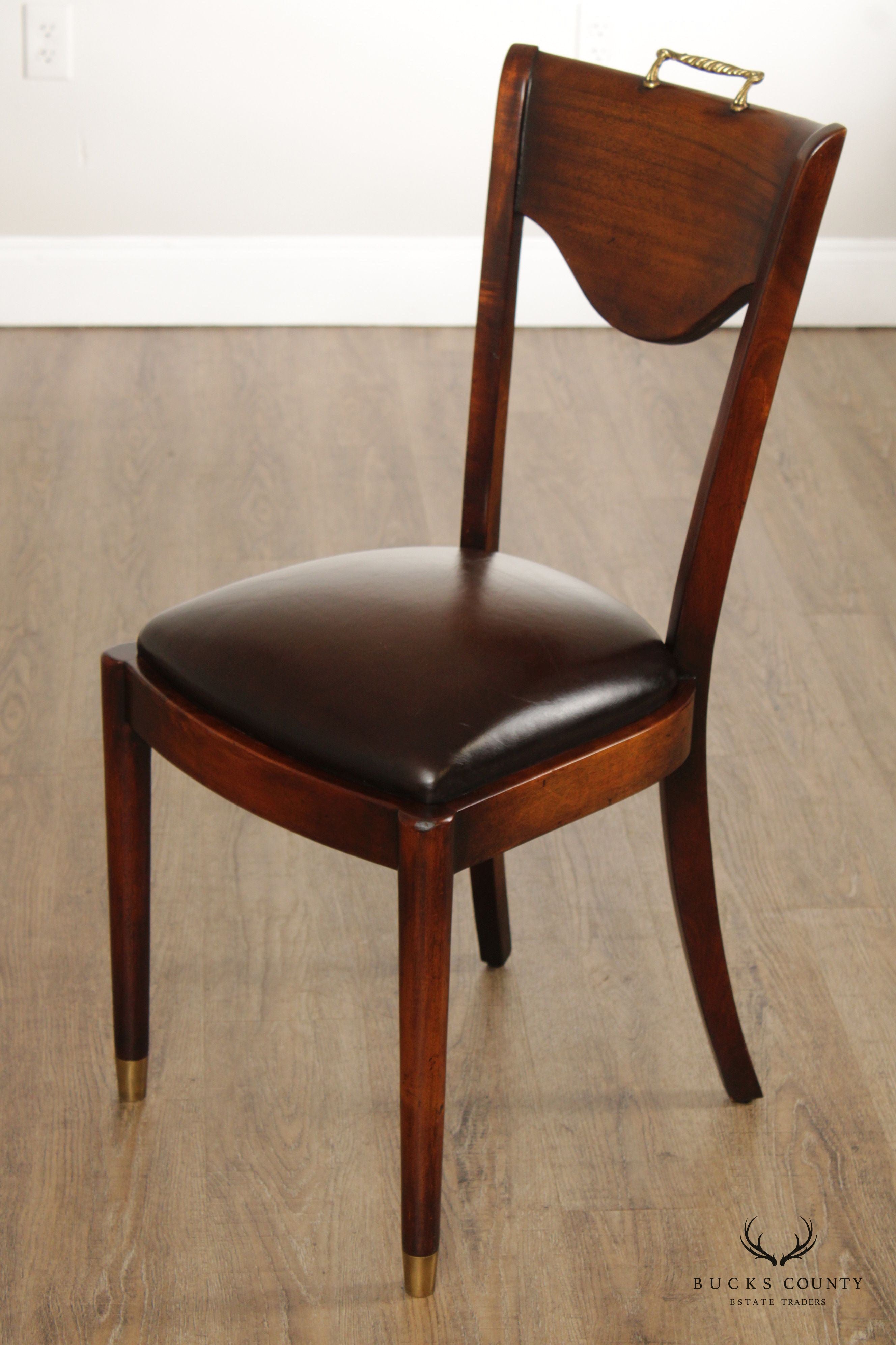 Regency Style Wood and Leather Side Chair