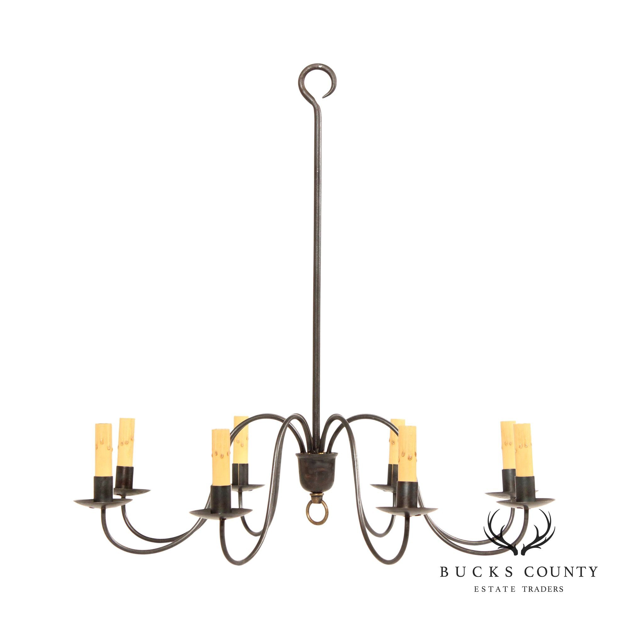 Sheraton Farmhouse Style Eight-Light Iron Faux Candle Chandelier