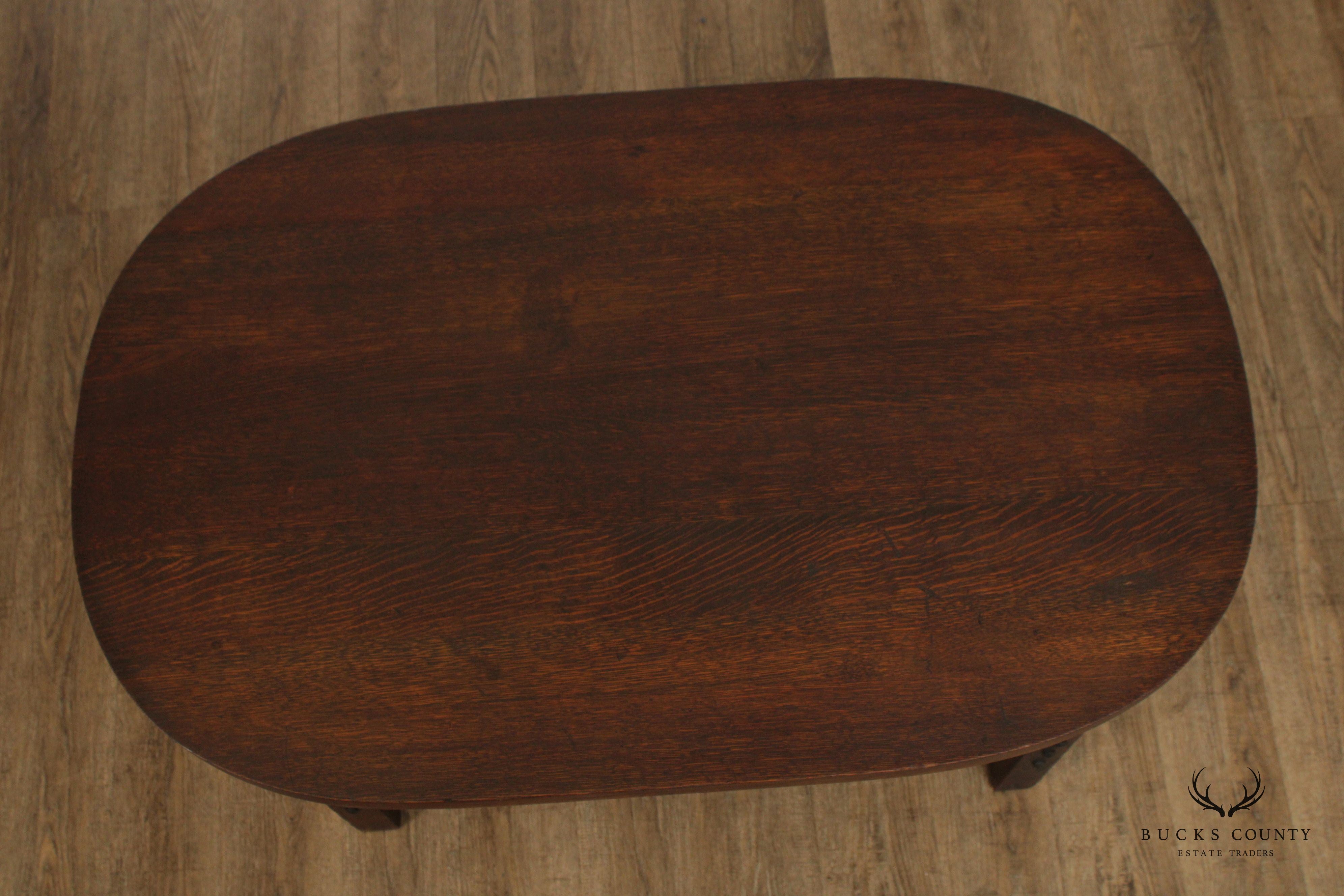 ANTIQUE MISSION OAK LIBRARY TABLE